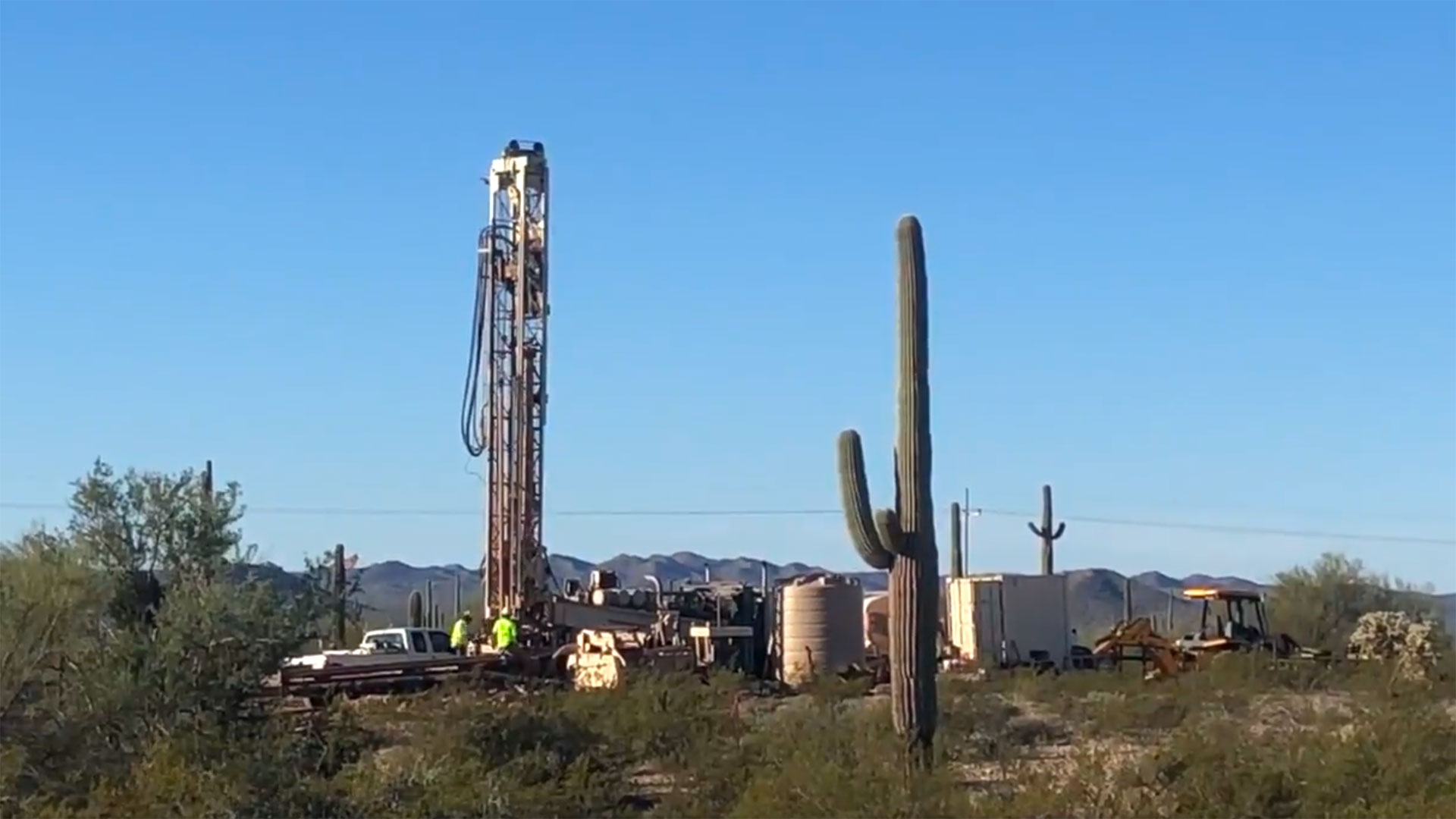 A video shot by wildlife biologist Rosemary Schiano of groundwater drilling near border wall construction close to Quitobaquito Springs on Dec. 16, 2019.