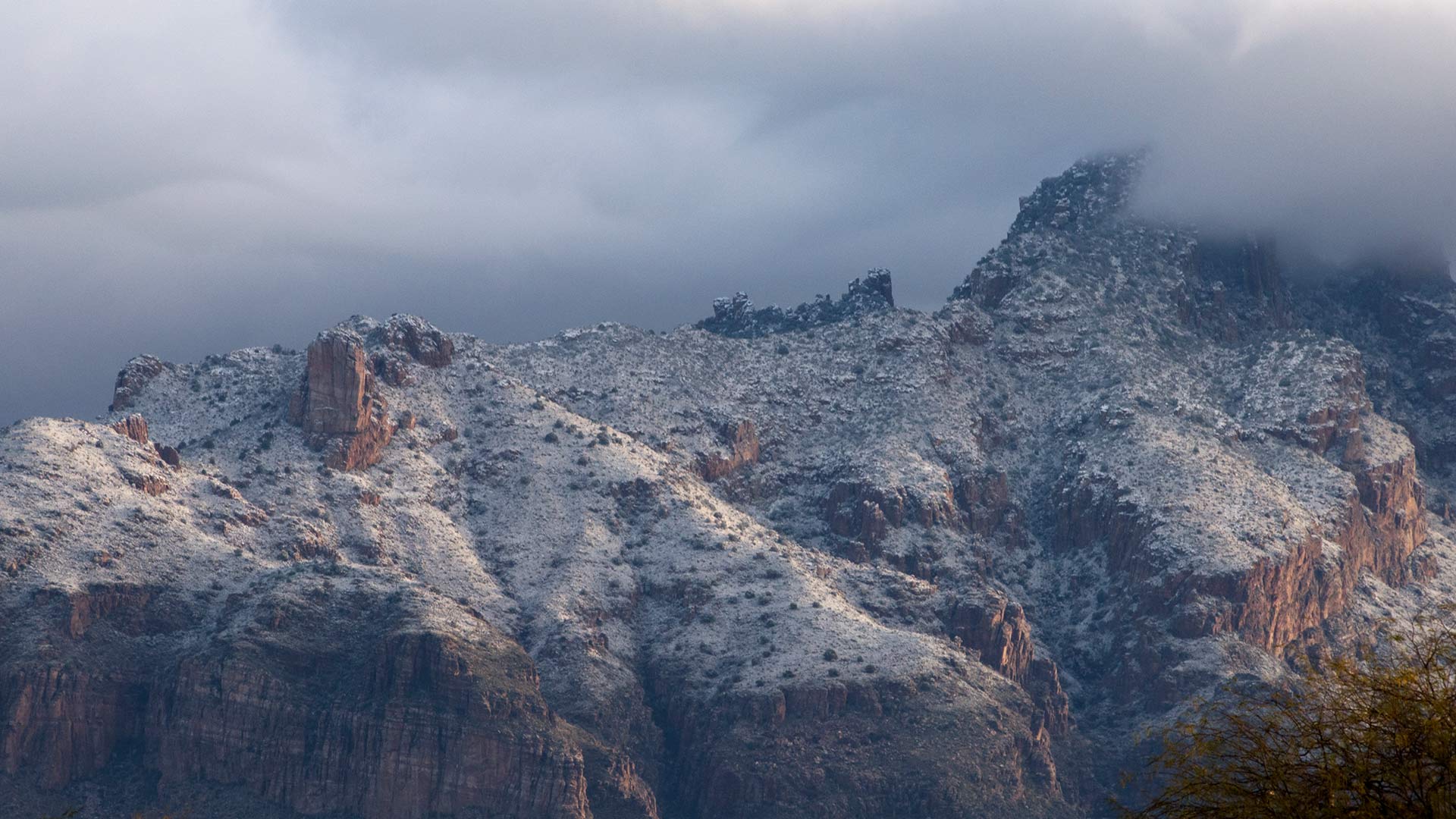 Snow on Catalina Mtns HERO