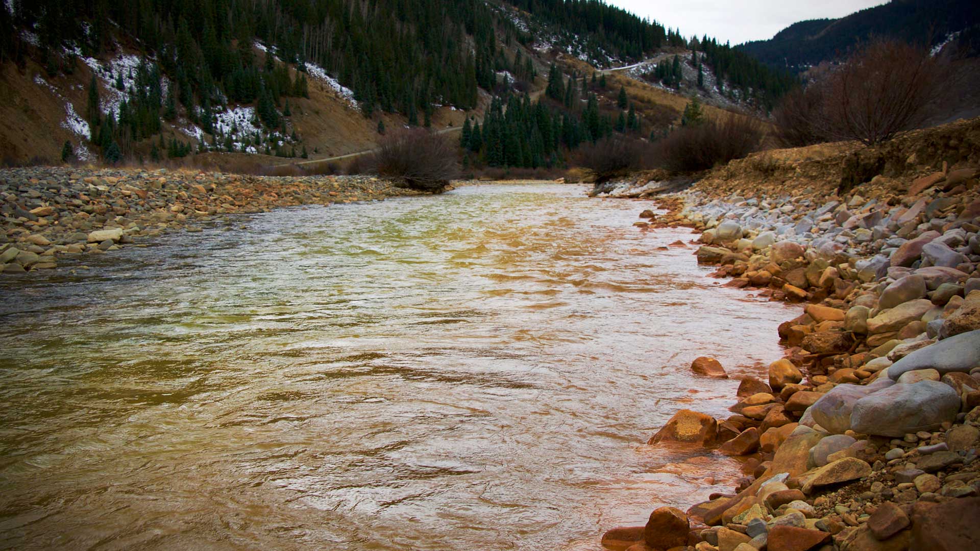 This Environmental Protection Agency photo shows the Animas River with pollution from the Gold King Mine. The 2015 spill in Colorado impacted the Navajo Nation.