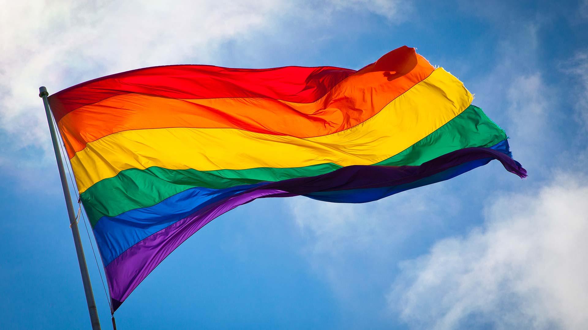 A rainbow flag.