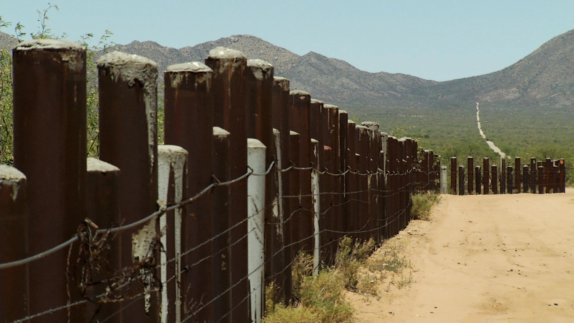 Barriers installed by the federal government along the Arizona-Mexico border on the Tohono O'odham Nation.