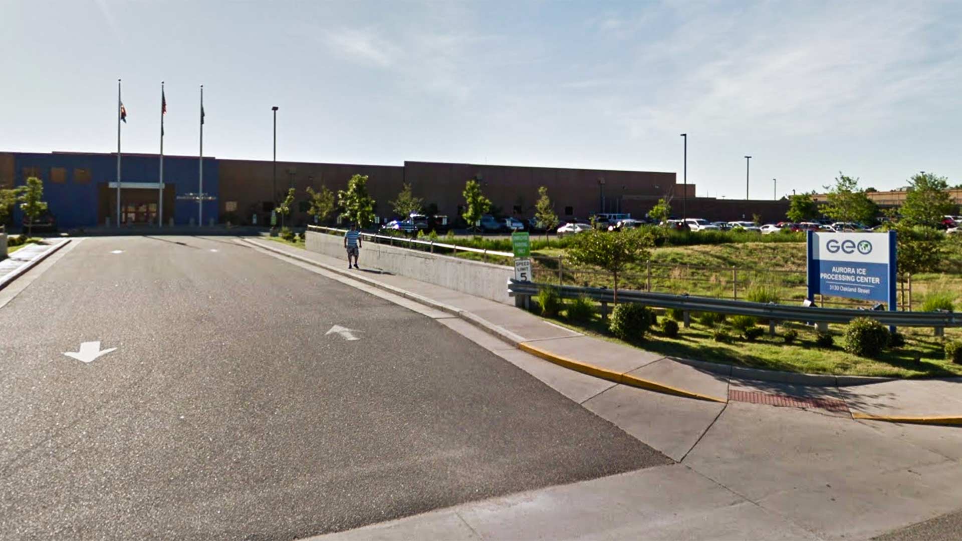 Google Street View image of the entrance to the GEO Group's immigrant detention facility in Aurora, Colorado.