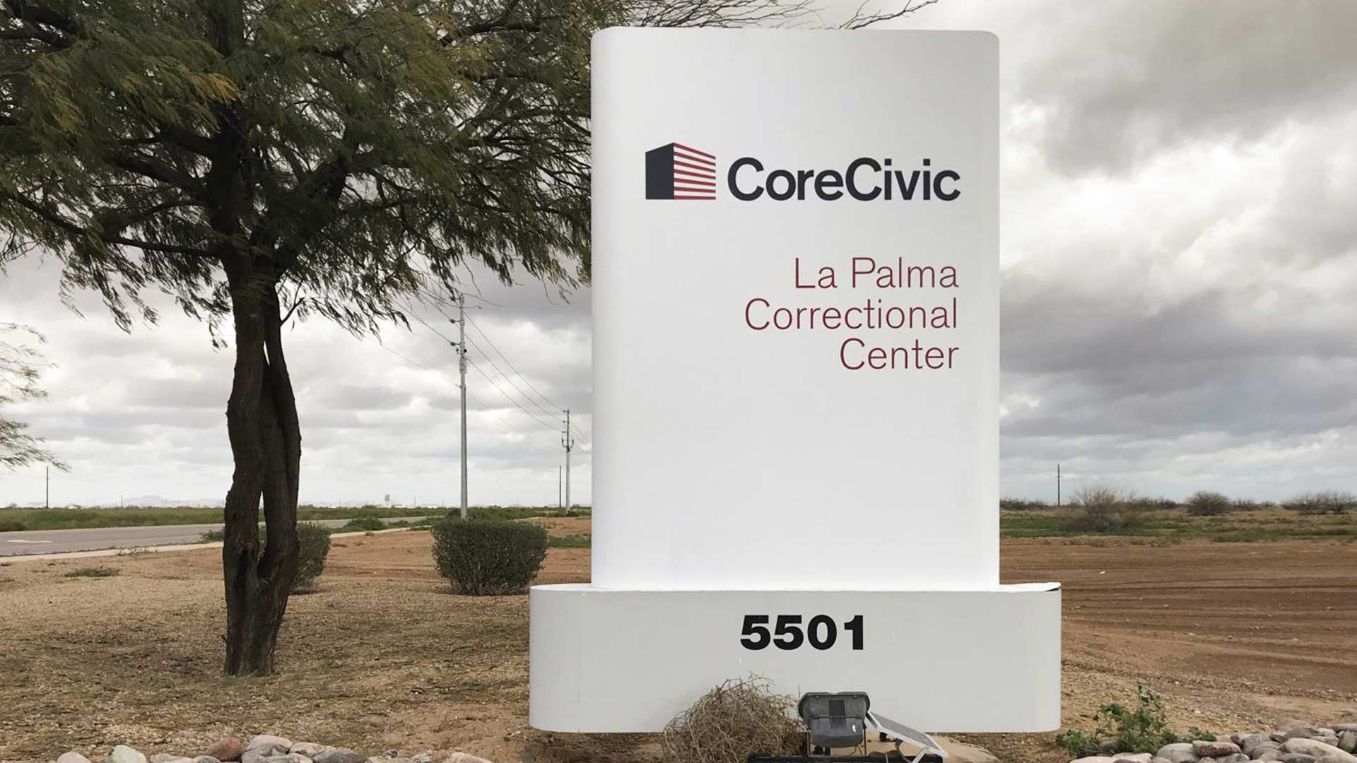 The entrance to the La Palma Correction Center in Eloy, Arizona, 2019.