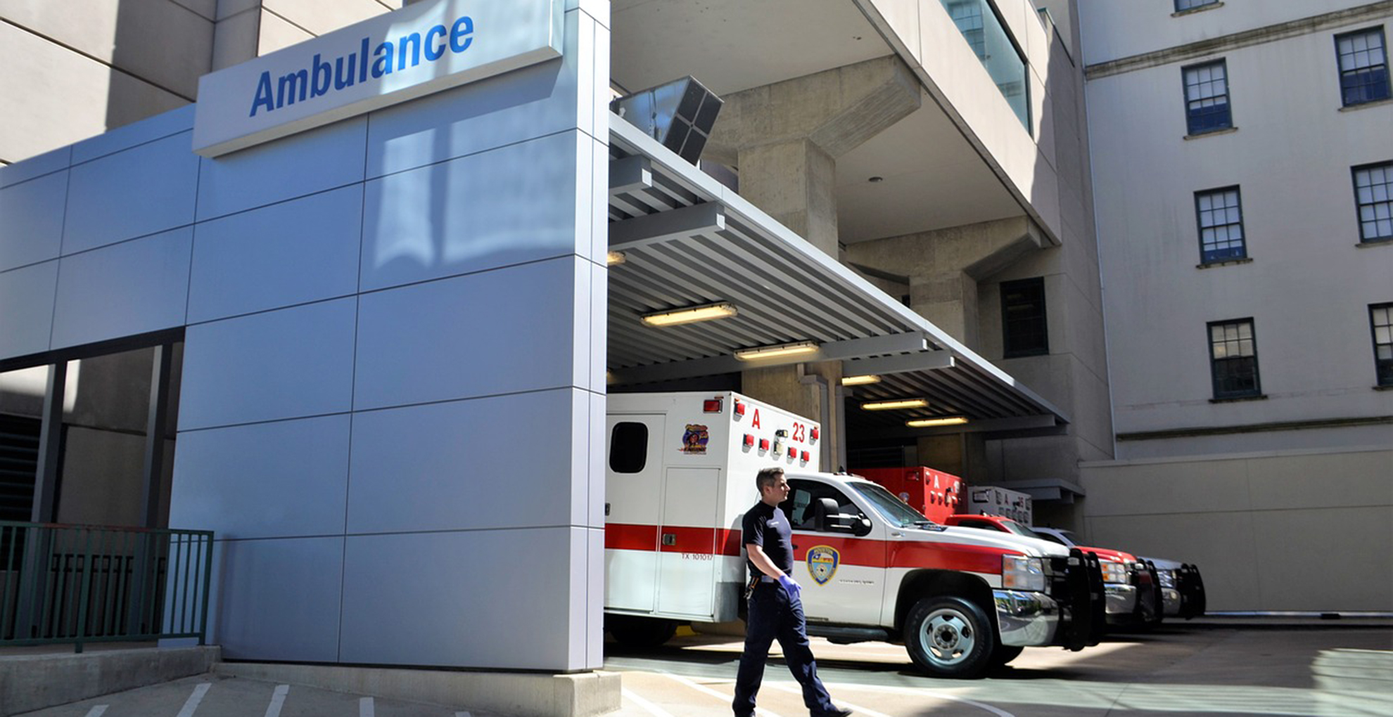 Hospital emergency room entrance.