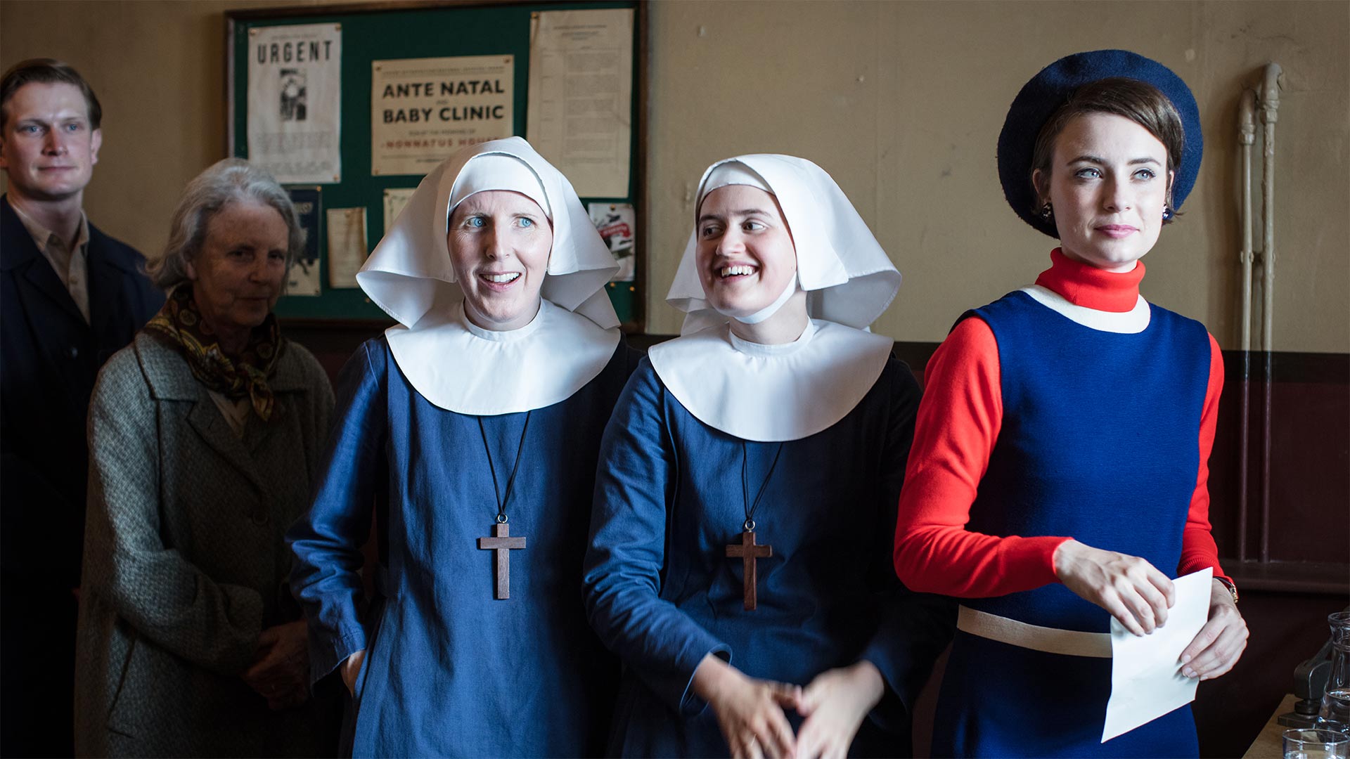 Sister Hilda (FENELLA WOOLGAR), Sister Frances (ELLA BRUCCOLERI), Valerie Dyer (JENNIFER KIRBY)