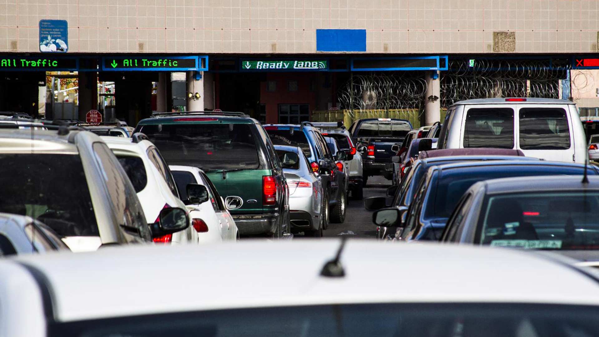 Motorists wait to cross at the Dennis DeConcini Port of Entry in Nogales, Sonora, in February 2019.
