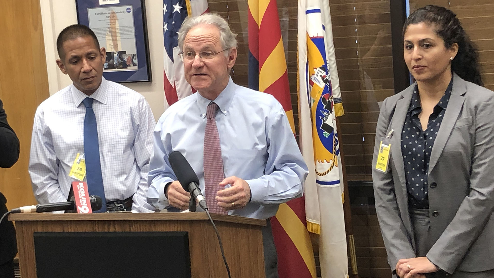 Tucson Mayor Jonathan Rothschild speaks to the media about efforts to re-engage students who leave school, April 12, 2019.