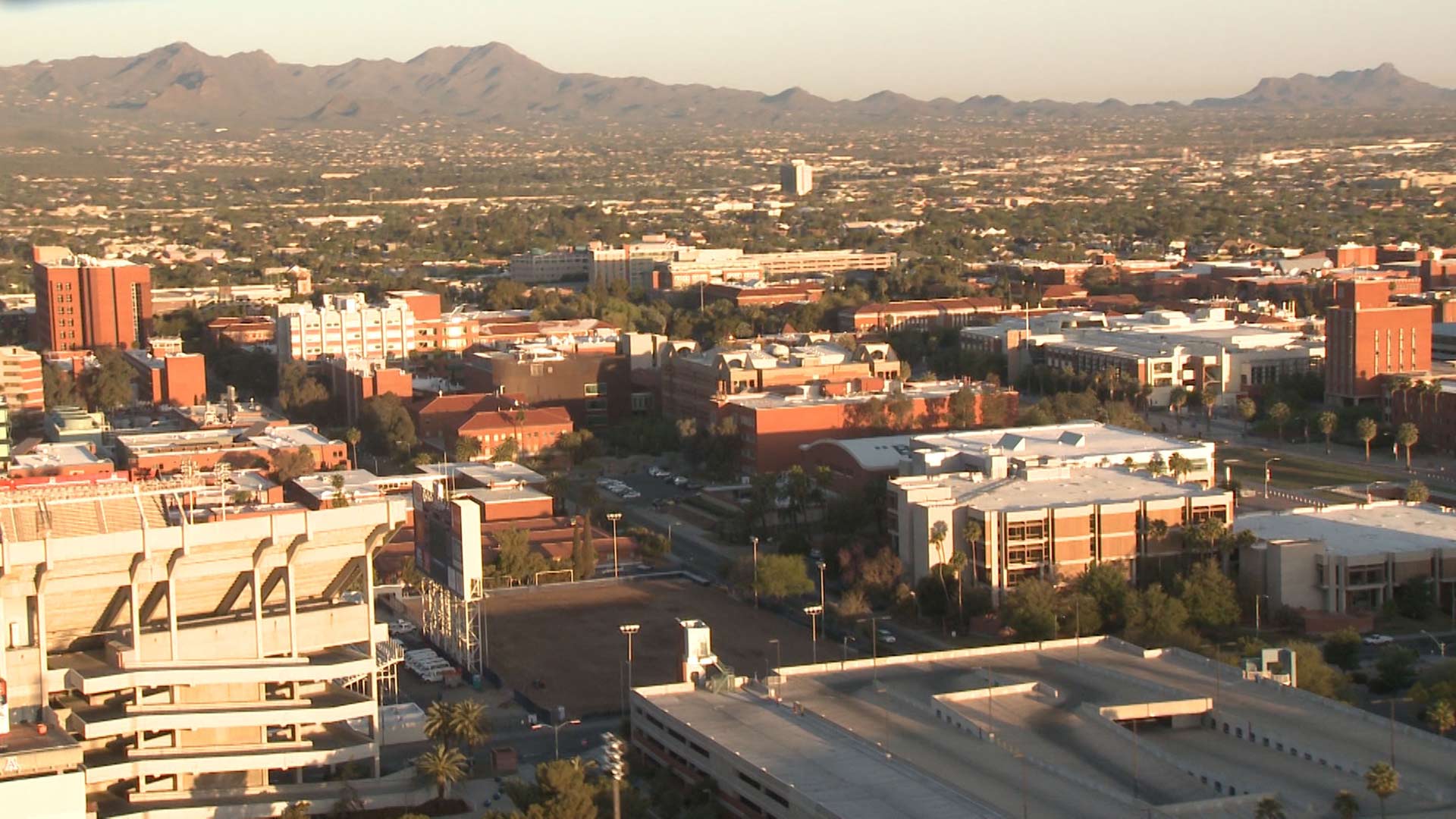 An aerial view of the University of Arizona campus. 