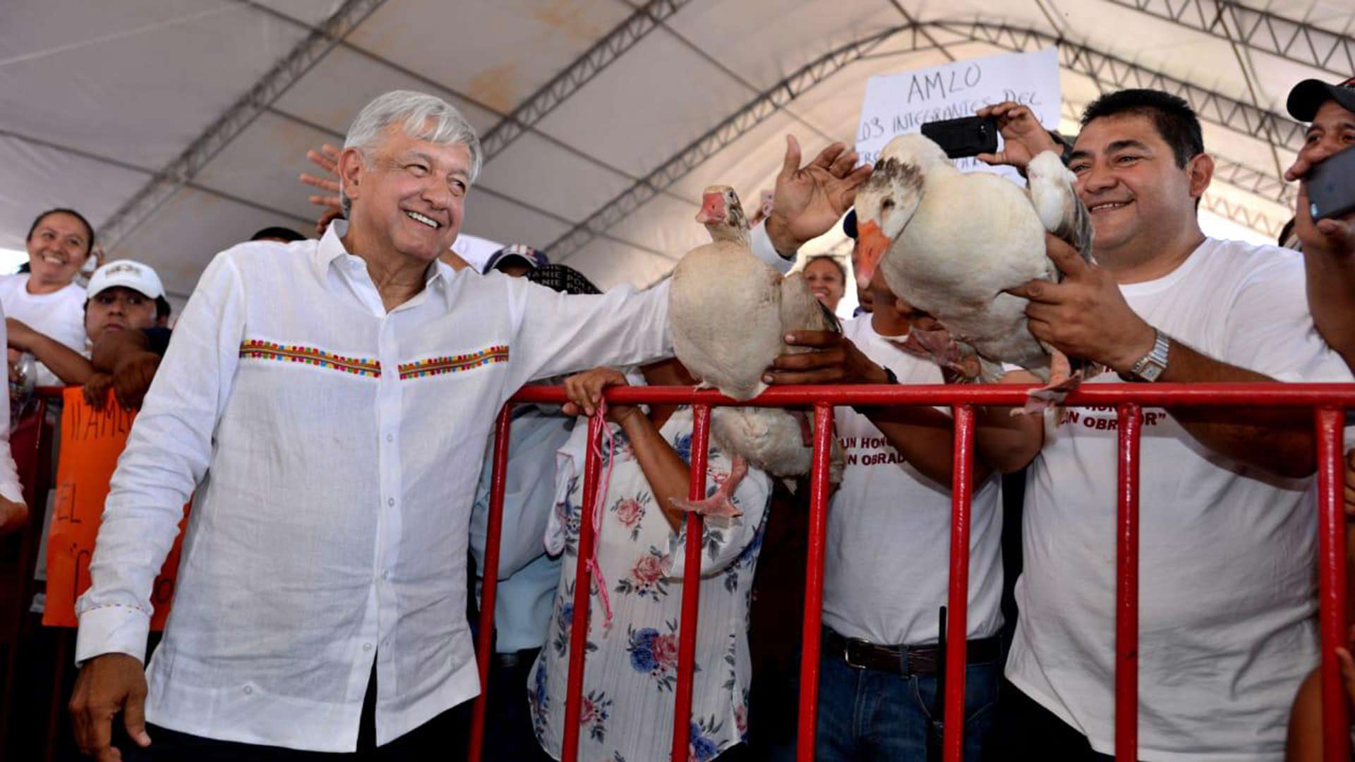 Mexican President Andrés Manuel López Obrador, or AMLO, during a rally in the state of Campeche, Mexico, February 2019.