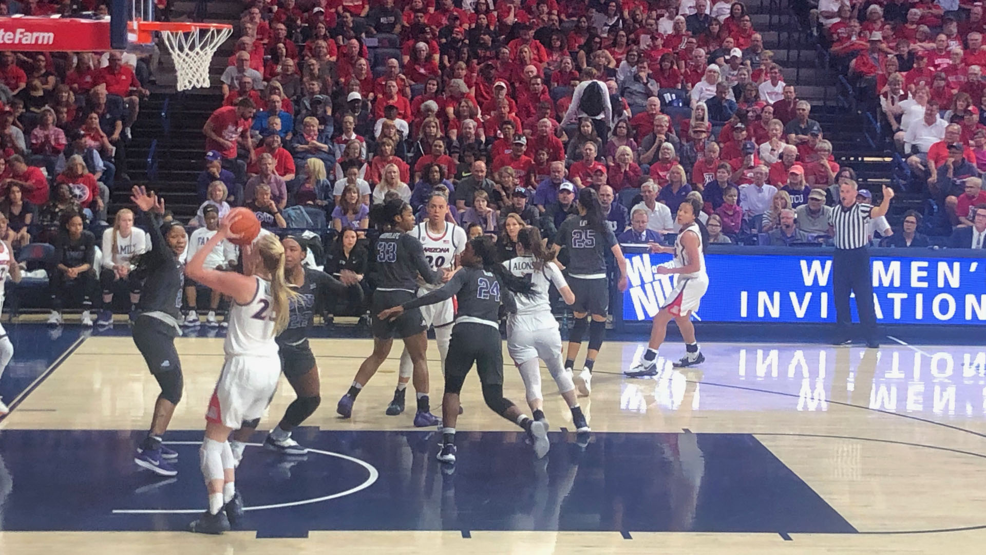 The University of Arizona women's basketball team in action against TCU in the 2019 National Invitation Tournament, April 3, 2019.