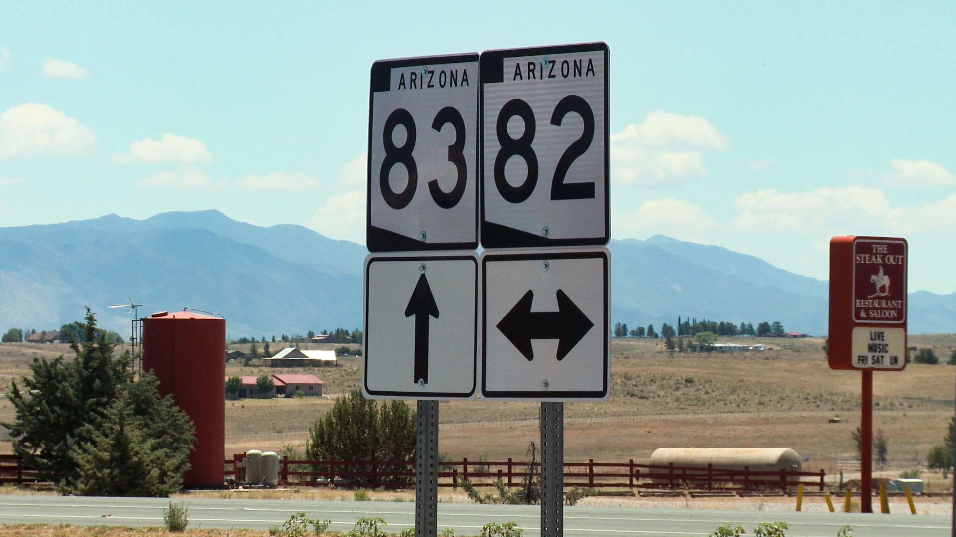 Highway signs in Sonoita, Arizona. 