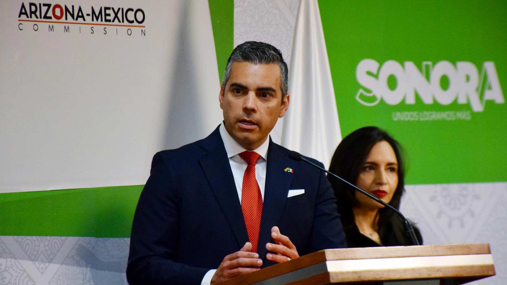 Juan Ciscomani talks about the Arizona-Mexico Commission's 60th Anniversary during a press conference in Hermosillo, Sonora, on April 29, 2019.