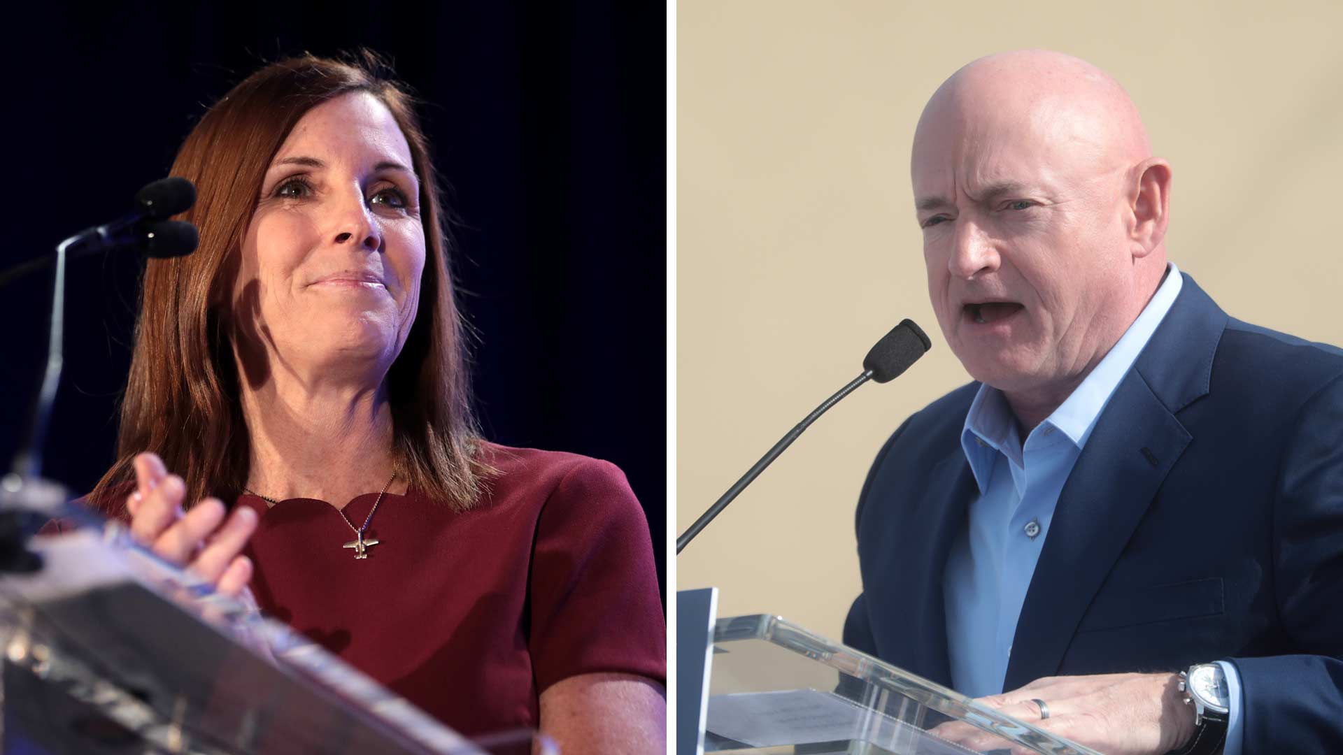 Republican Martha McSally, left, and Democrat Mark Kelly.