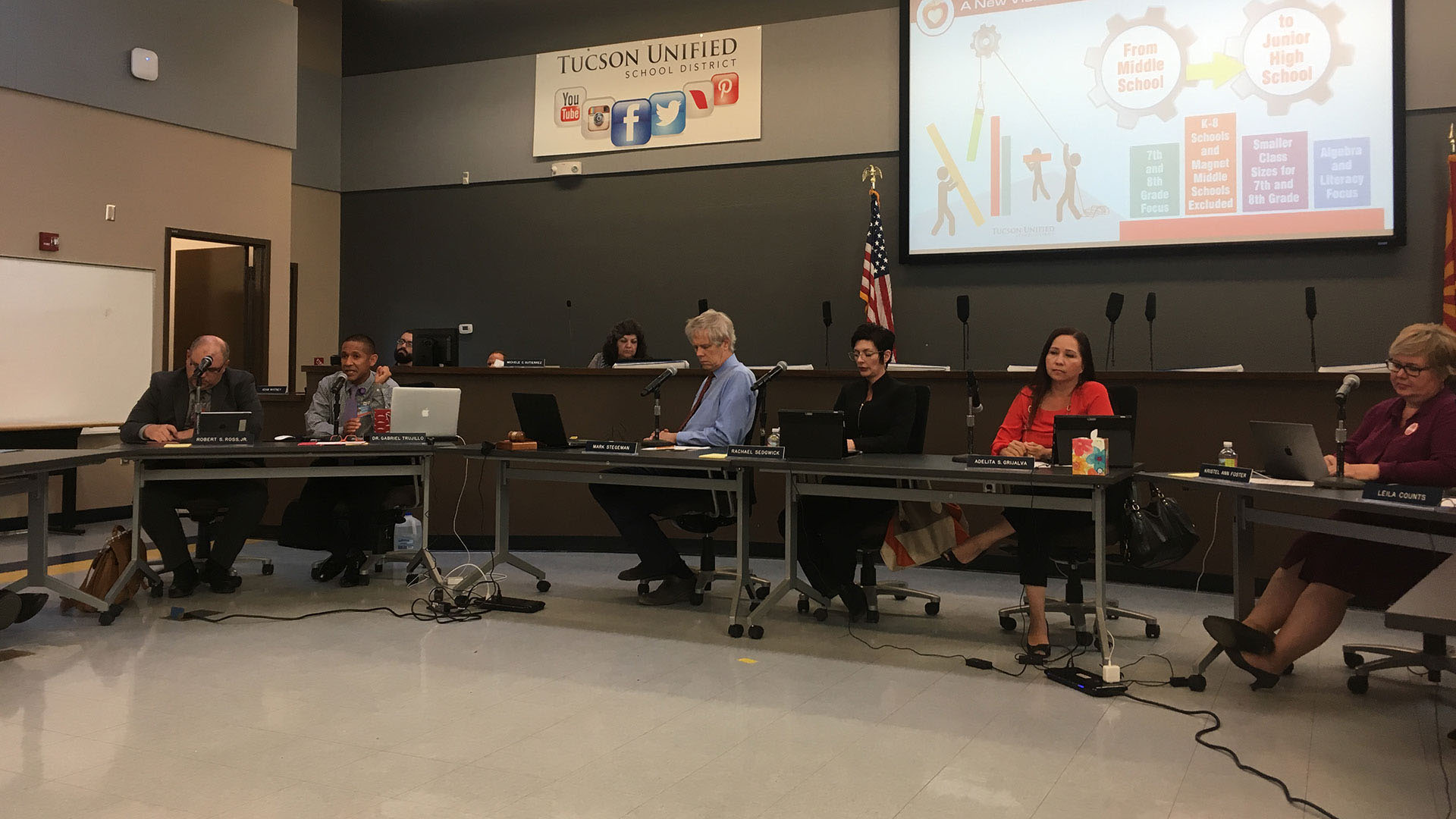 Superintendent Gabriel Trujillo shared his idea to move sixth graders back to elementary schools and house only seventh and eighth grade students in junior high schools at a Governing Board meeting April 30, 2019.