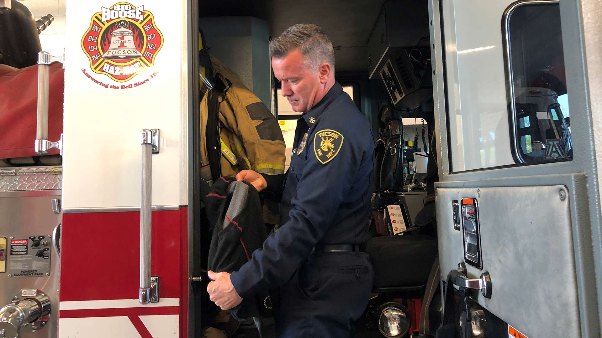 Health and Wellness Captain Darin Wallentine discusses improvements made to new firefighter hoods. He says a partnership has allowed the Tucson Fire Department to make improvements to its firefighting gear.