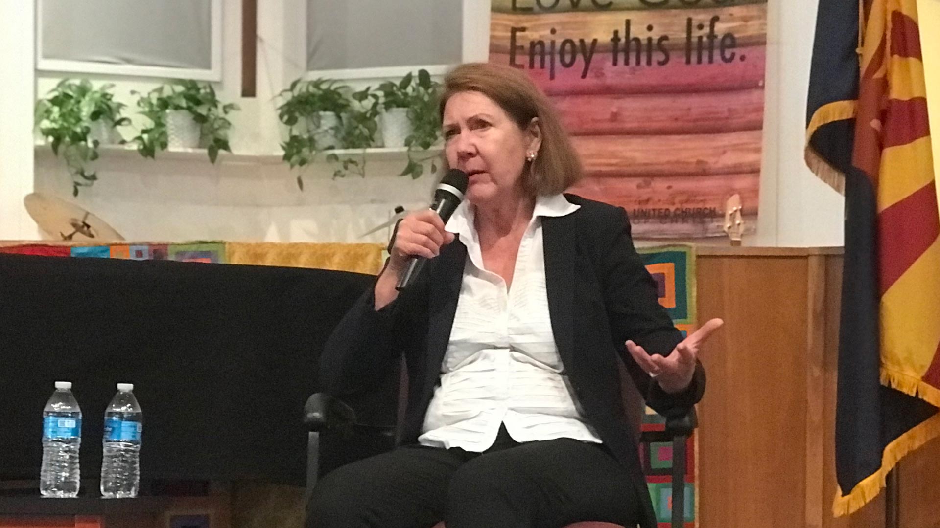 Congresswoman Ann Kirkpatrick takes question from her constituents at a town hall.  (May 29, 2019)