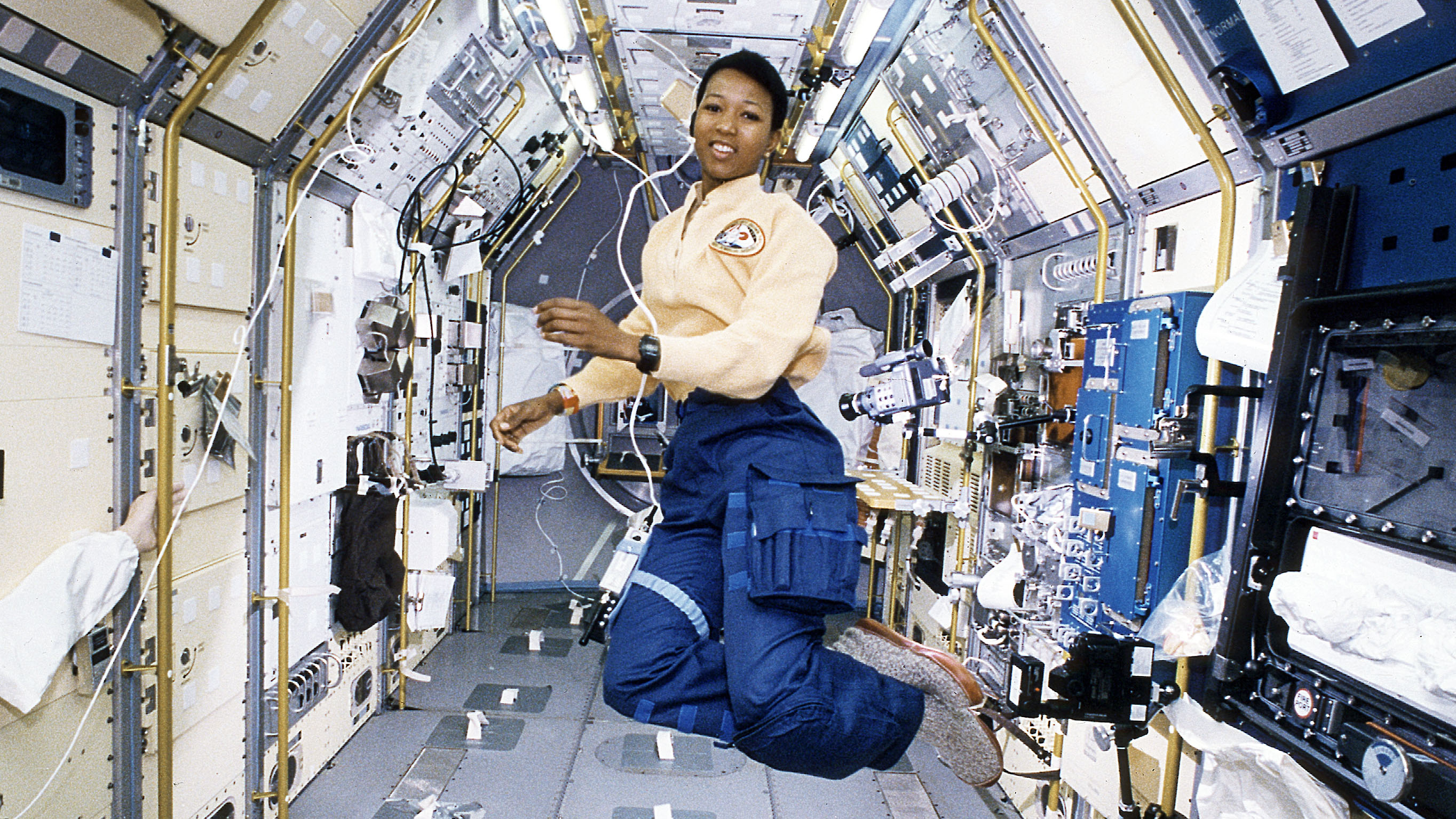 Dr. Mae C. Jemison during her 1992 mission as crew member on the space shuttle Endeavor.