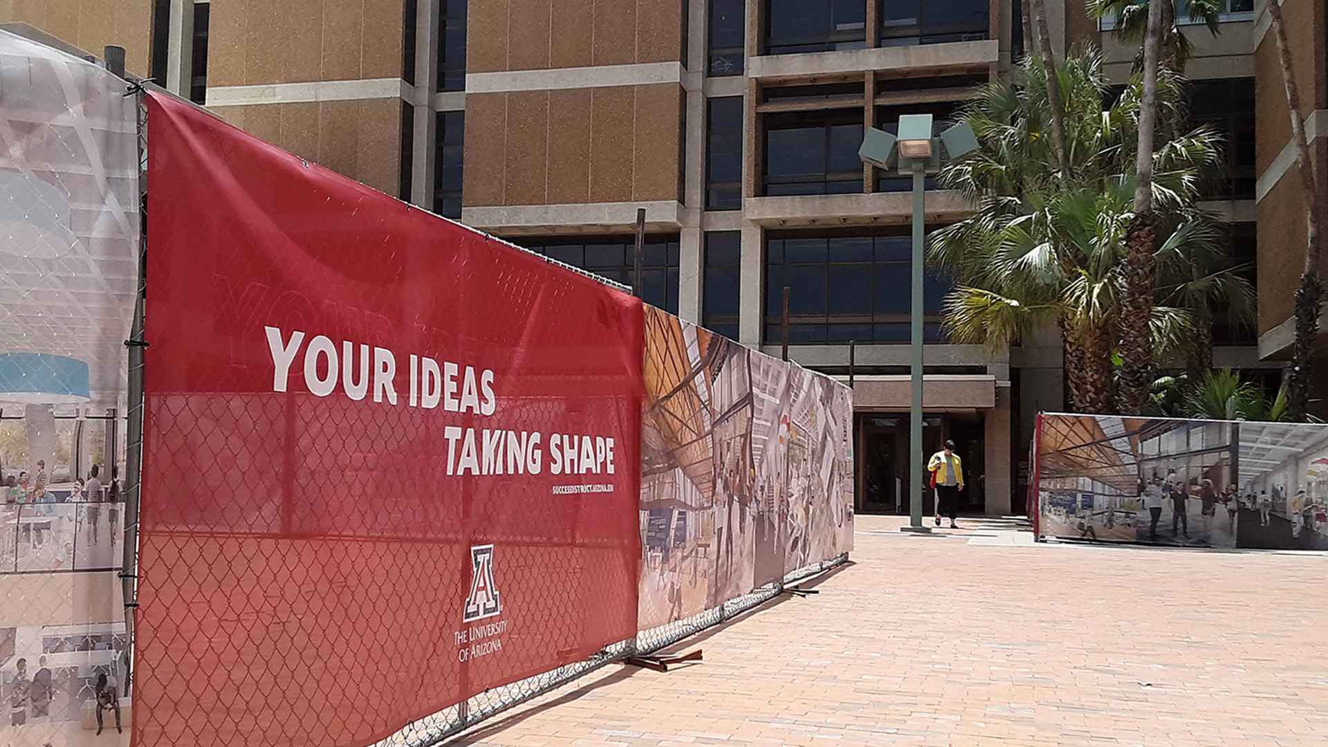 UA library renovation is forcing the use of new pathways near the north entrance.