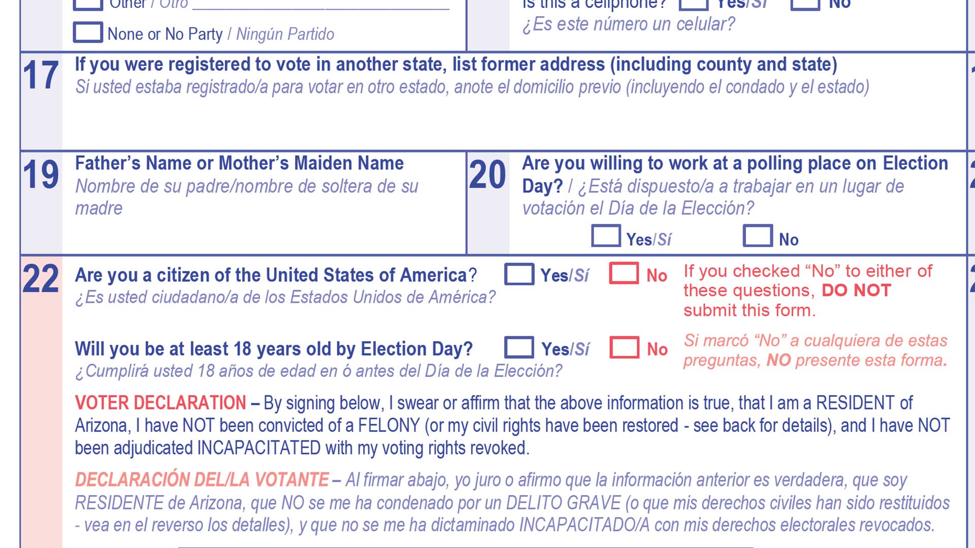 voter registration form