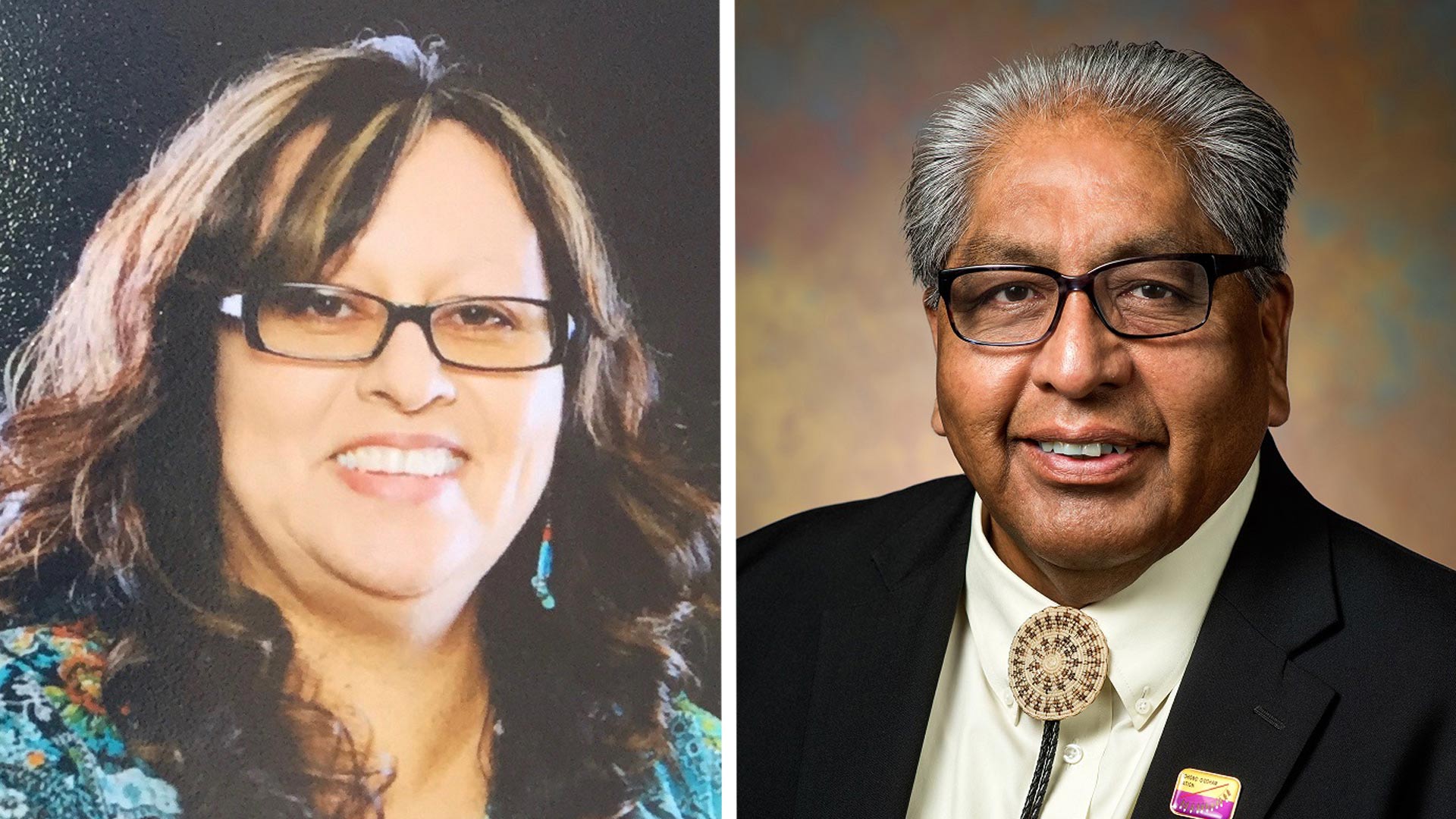 Ned Norris Jr. (right) and Wavalene Saunders won the election for Chairman and Vice Chairwoman on the Tohono O'odham Nation for 2019 to 2023.