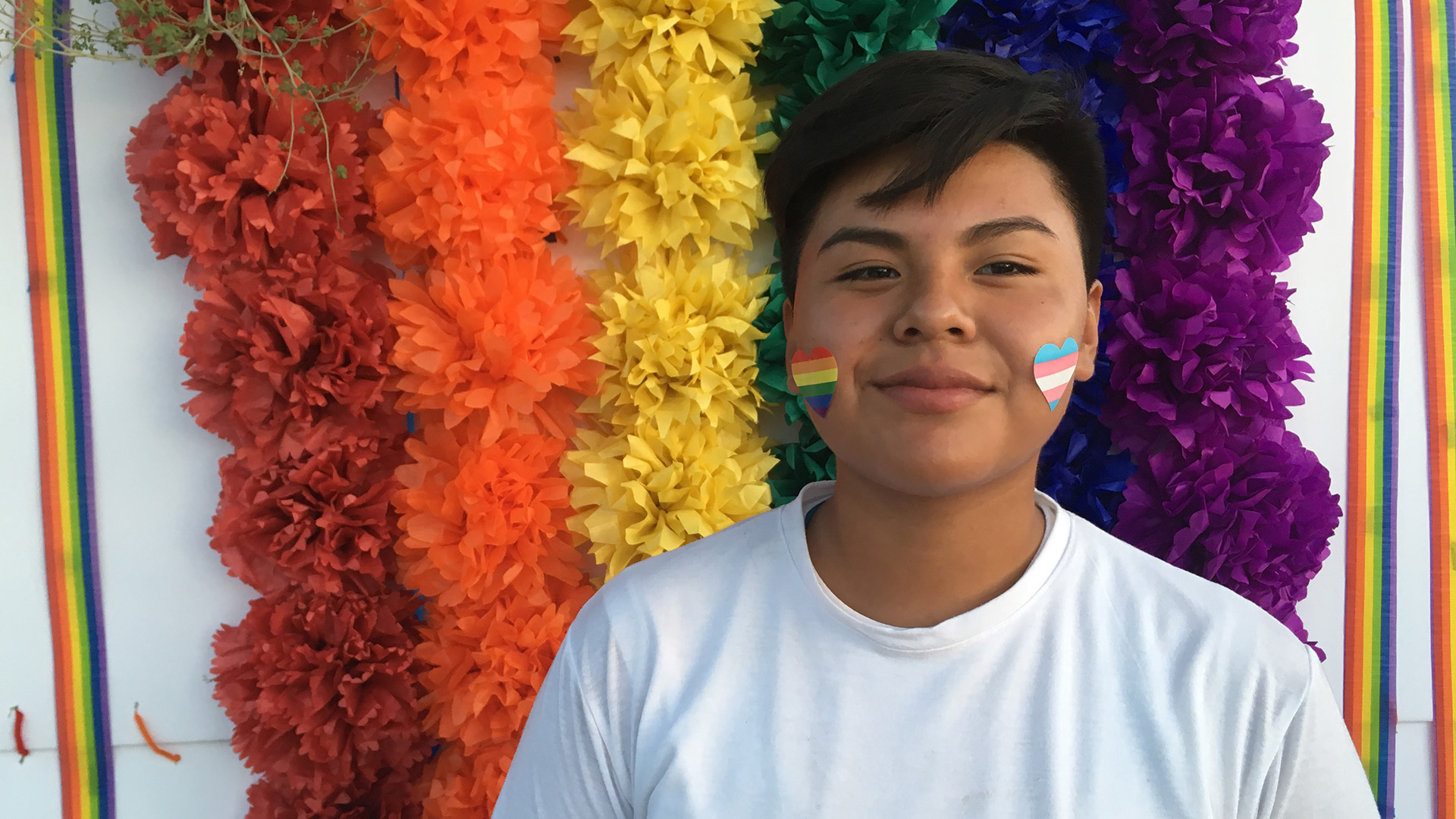 Katrina Folson, the youth advocate for Friends Advocating Mutual Individuality by Loving Yourself, gave out flyers for the LGBTQ+ support group during the Tohono O'odham Nation's first Pride event June 28, 2019.