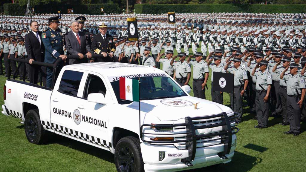 Mexican President Andrés Manuel López Obrador at the inauguration ceremony for the National Guard. 
