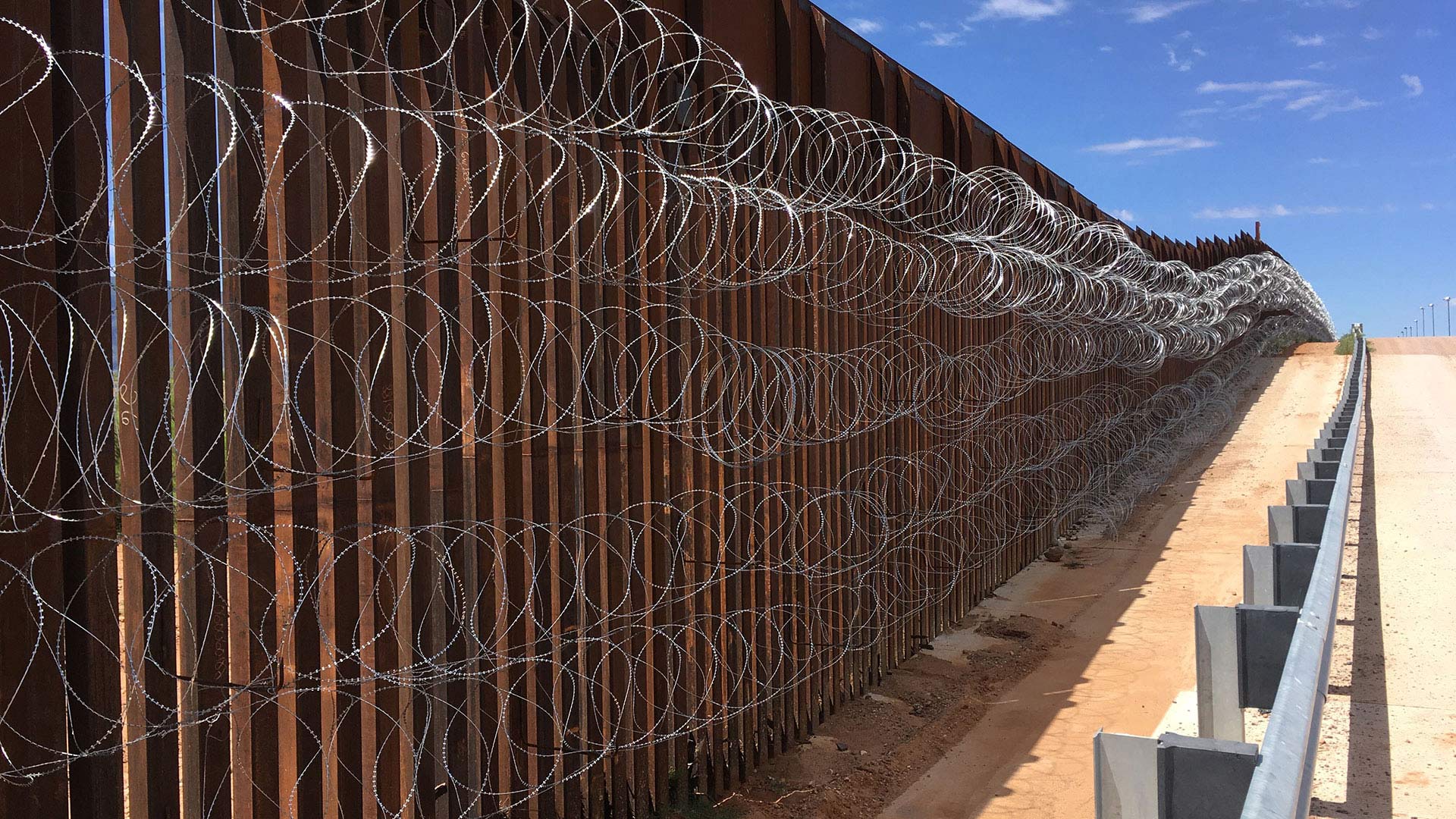 Existing bollard-style fencing along the U.S.-Mexico border.