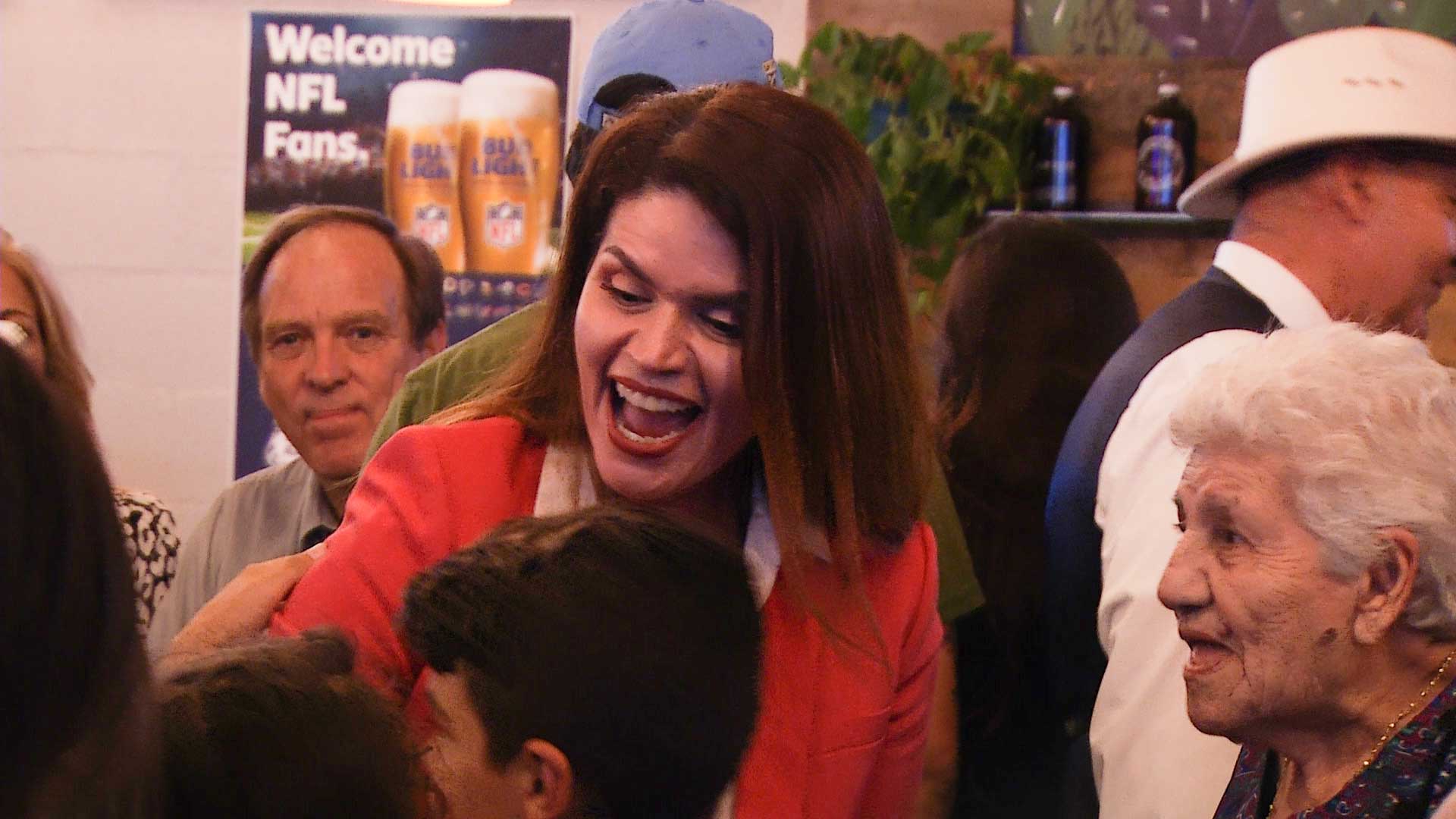 Democratic mayoral candidate Regina Romero with supporters on primary election night, Aug. 27, 2019, at her watch party in South Tucson.