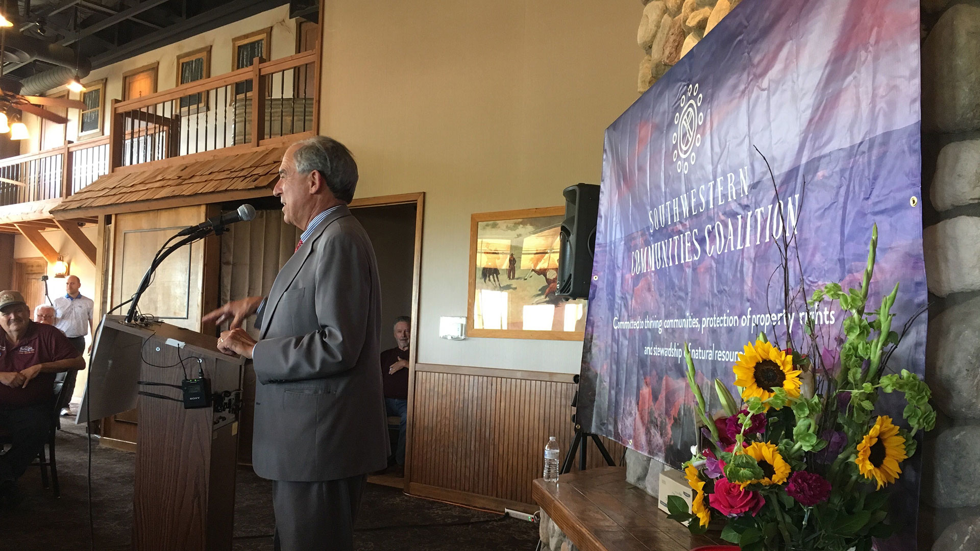 Lanny Davis, the attorney representing El Dorado Holdings, speaks at the launch of the Southwestern Communities Coalition Sept. 18, 2019.