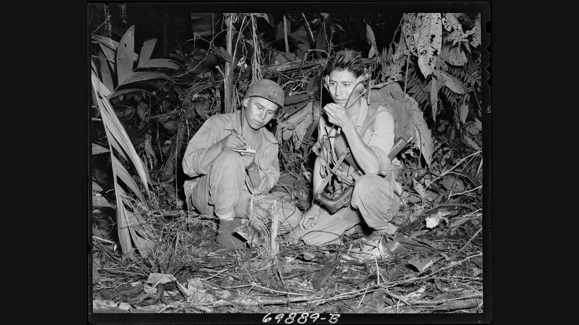 Photograph of Navajo Indian Code Talkers Henry Bake and George Kirk, 1943.