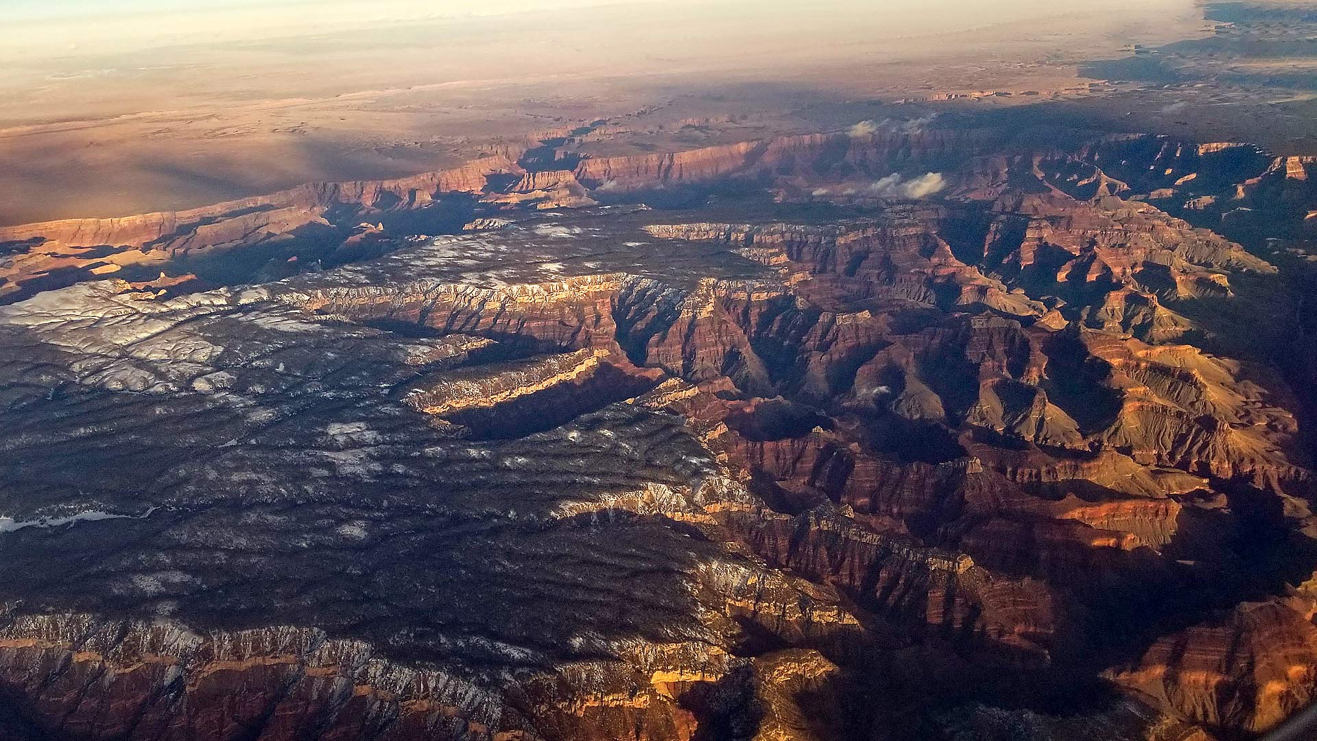 An aerial view of the Grand Canyon.