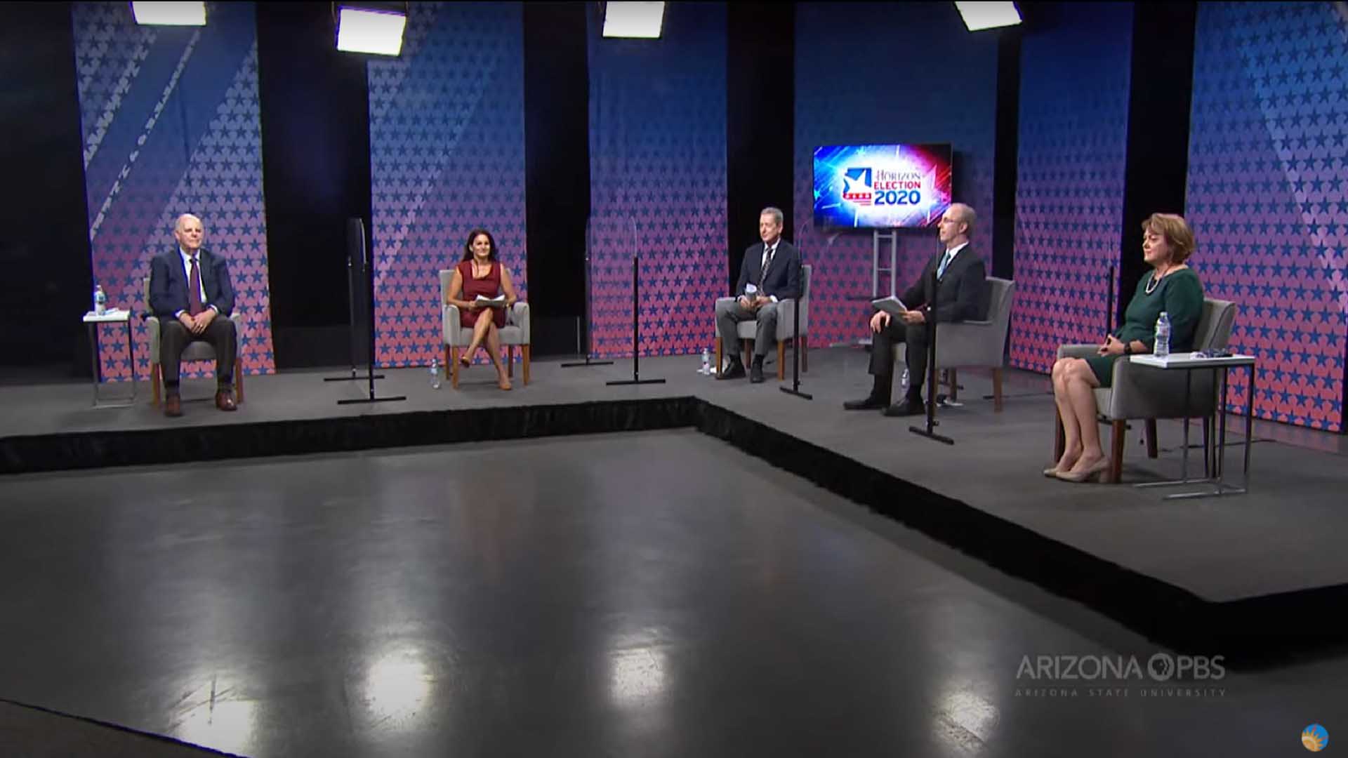 Rep. Tom O'Halleran, left, and Republican challenger Tiffany Shedd, right, debate on Arizona PBS, Oct. 8, 2020. 