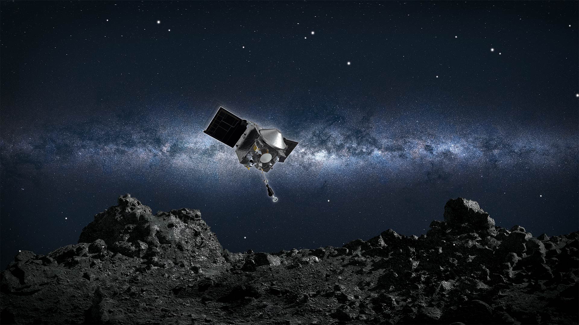 OSIRIS-REx illustration at Bennu