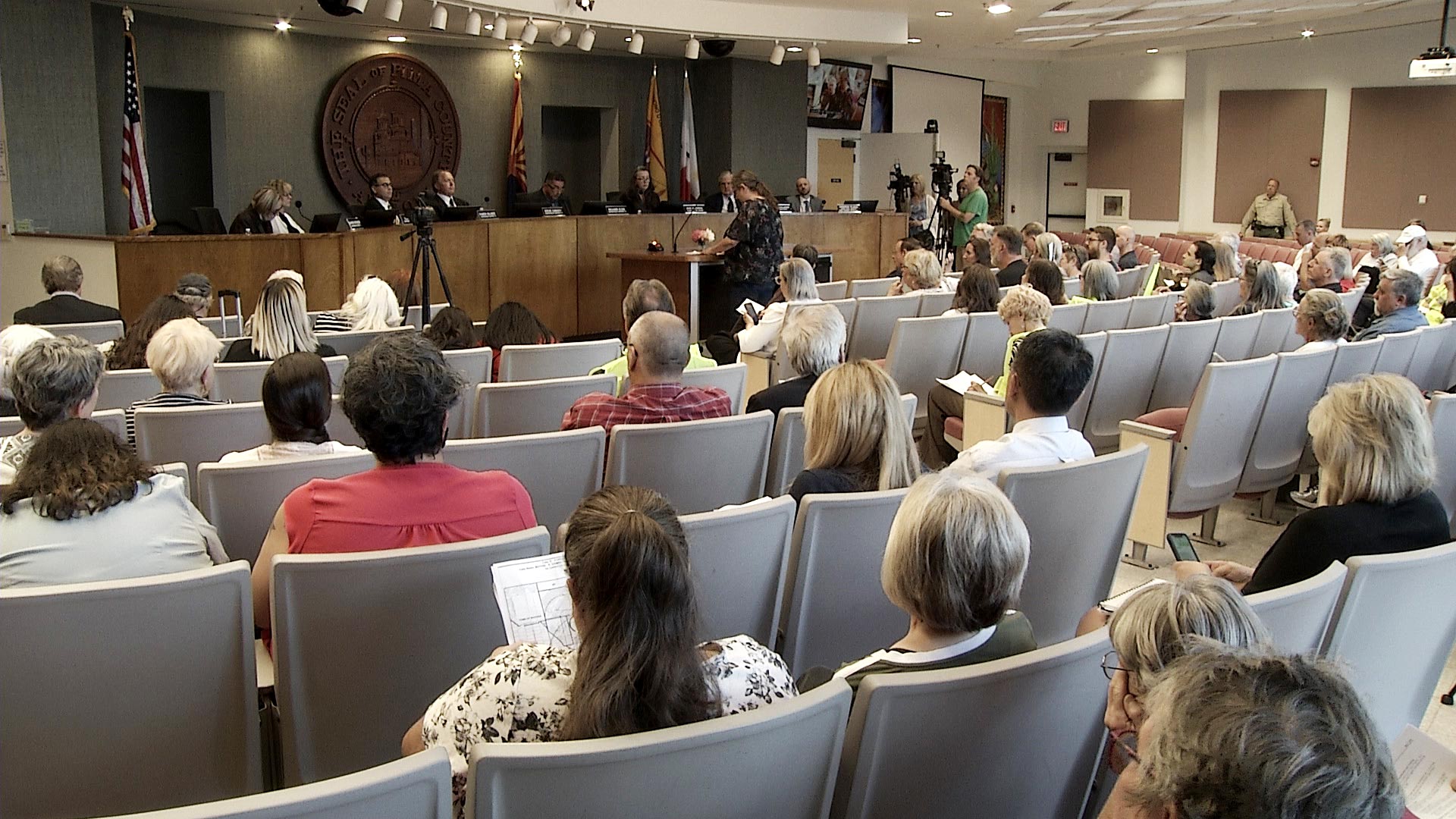 Residents observe a Pima County Board of Supervisors meeting. May 2019. 