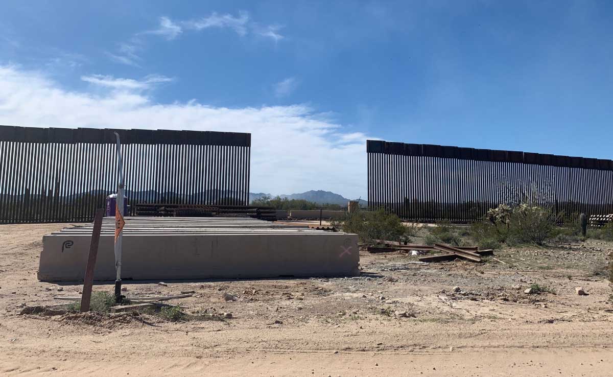 New border fence going up in Organ Pipe Cactus National Monument on Feb. 26, 2020.