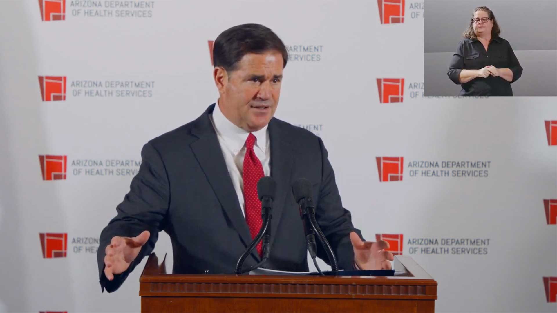 Gov. Doug Ducey at a Nov. 18, 2020 media briefing on the state's COVID-19 response.