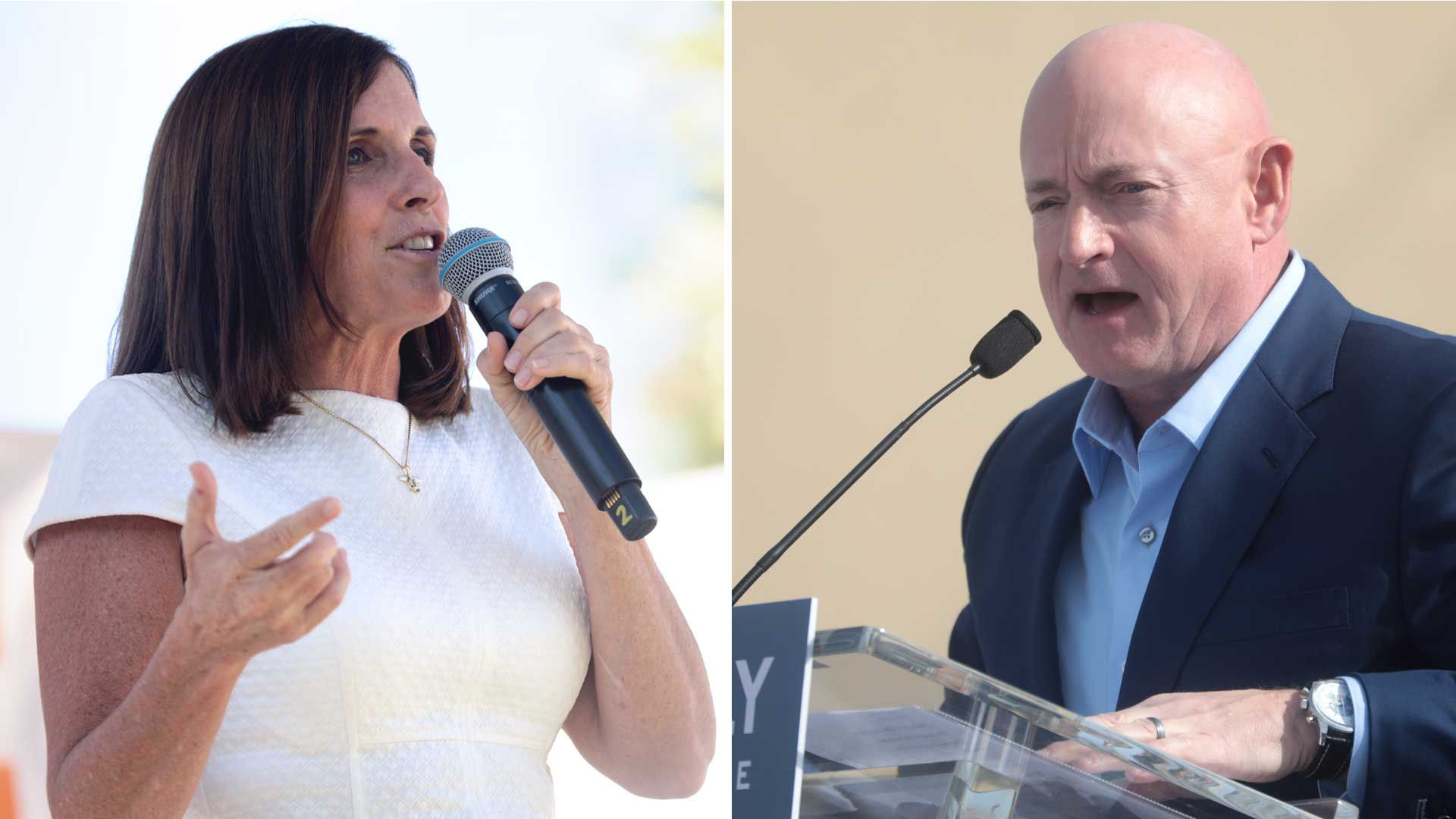 Martha McSally, left, and Mark Kelly.