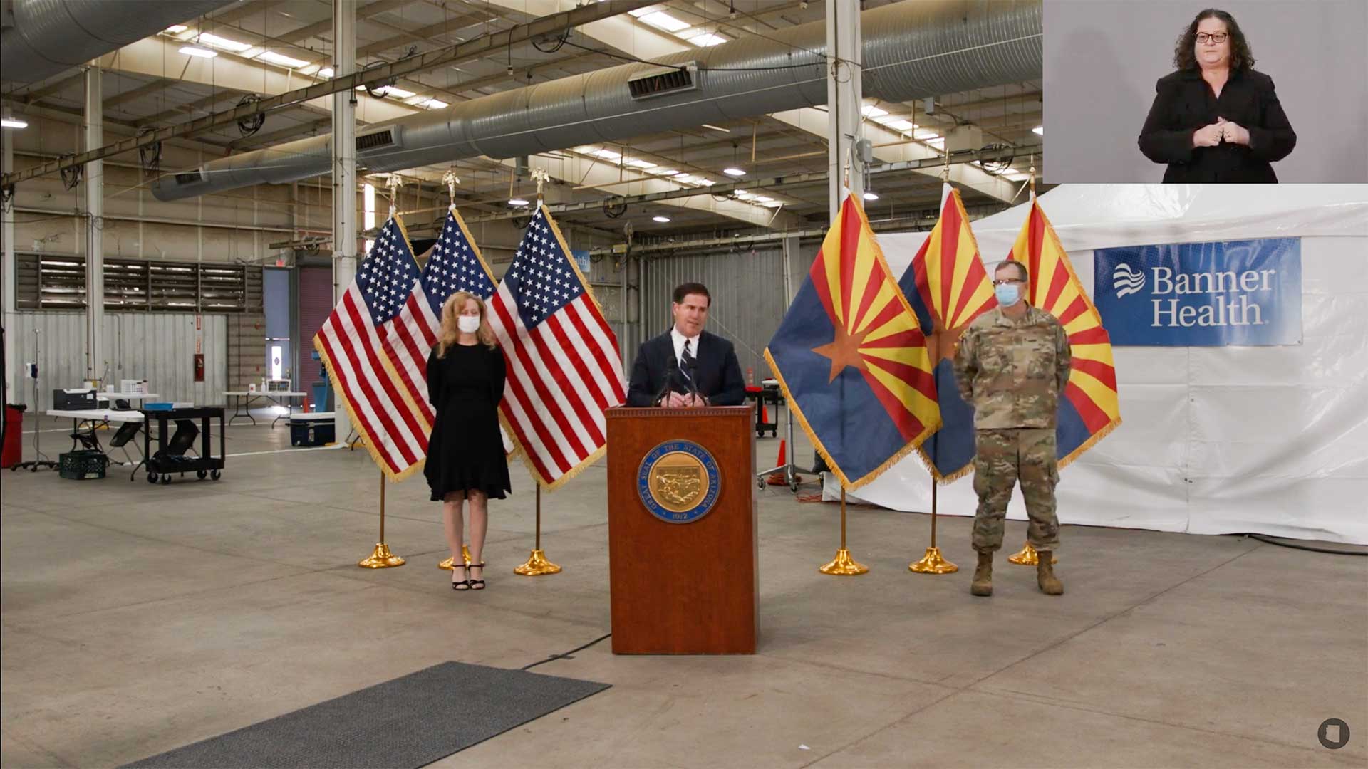 A Dec. 16 COVID-19 briefing at a Maricopa County vaccine distribution site.