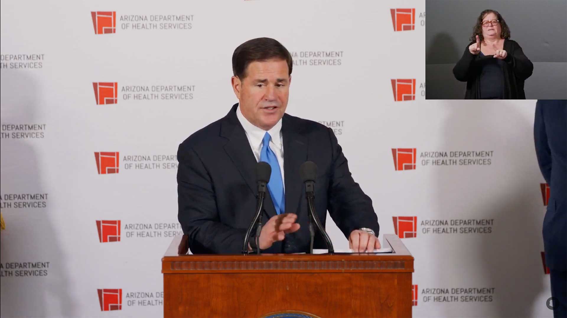 Arizona Gov. Doug Ducey delivers an address about the state's COVID-19 response Dec. 2, 2020.