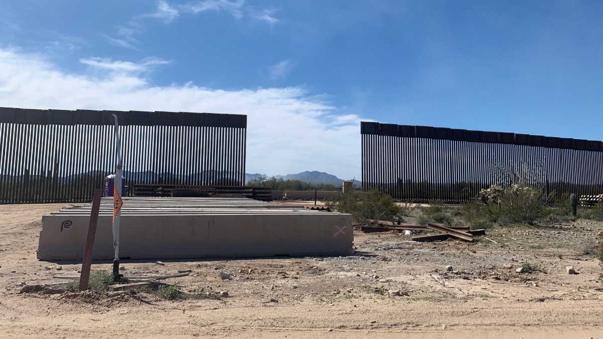 New border fence going up in Organ Pipe Cactus National Monument on Feb. 26, 2020.