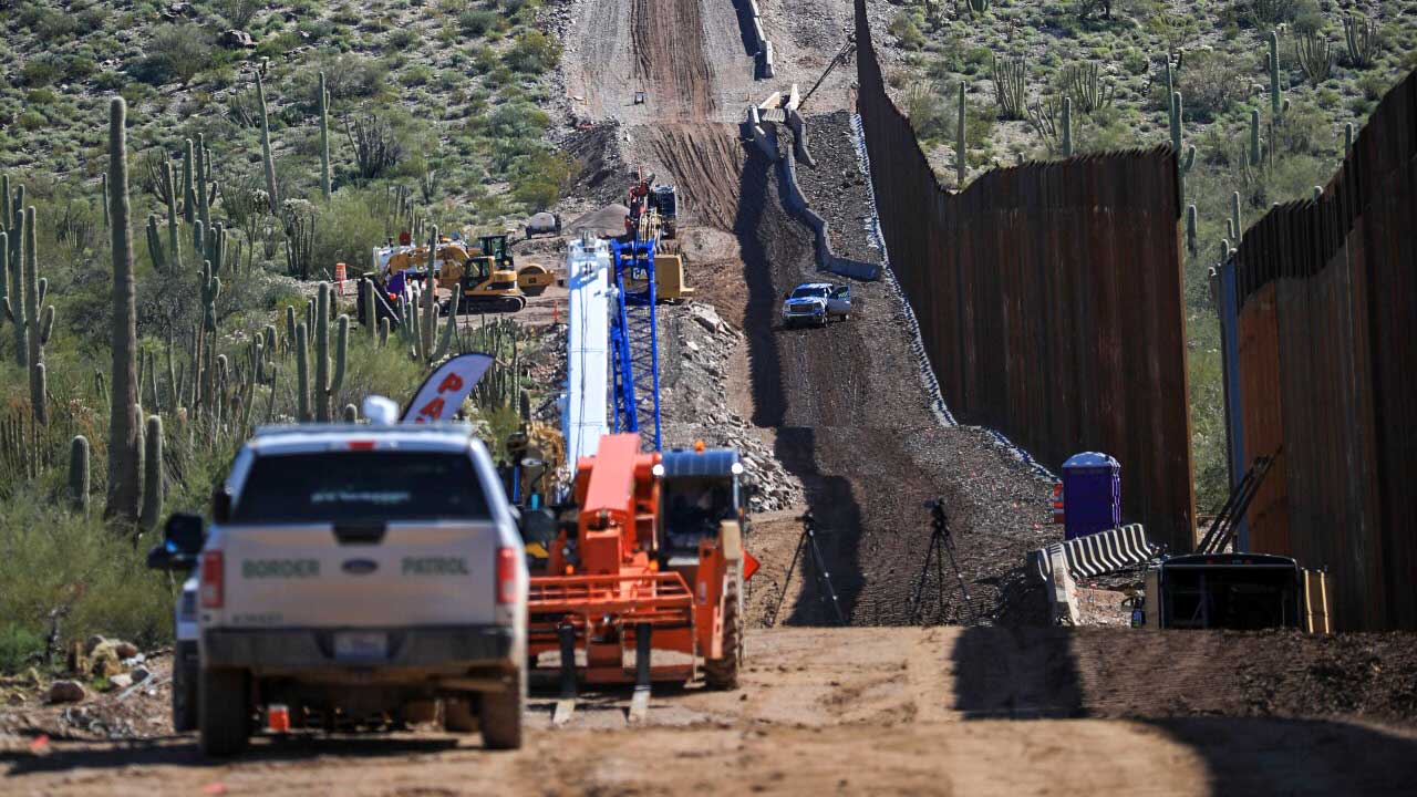 Image from a Feb. 13 tweet by Tucson Sector Chief Patrol Agent Roy Villareal, described in the tweet as showing border wall construction near Organ Pipe National Monument.