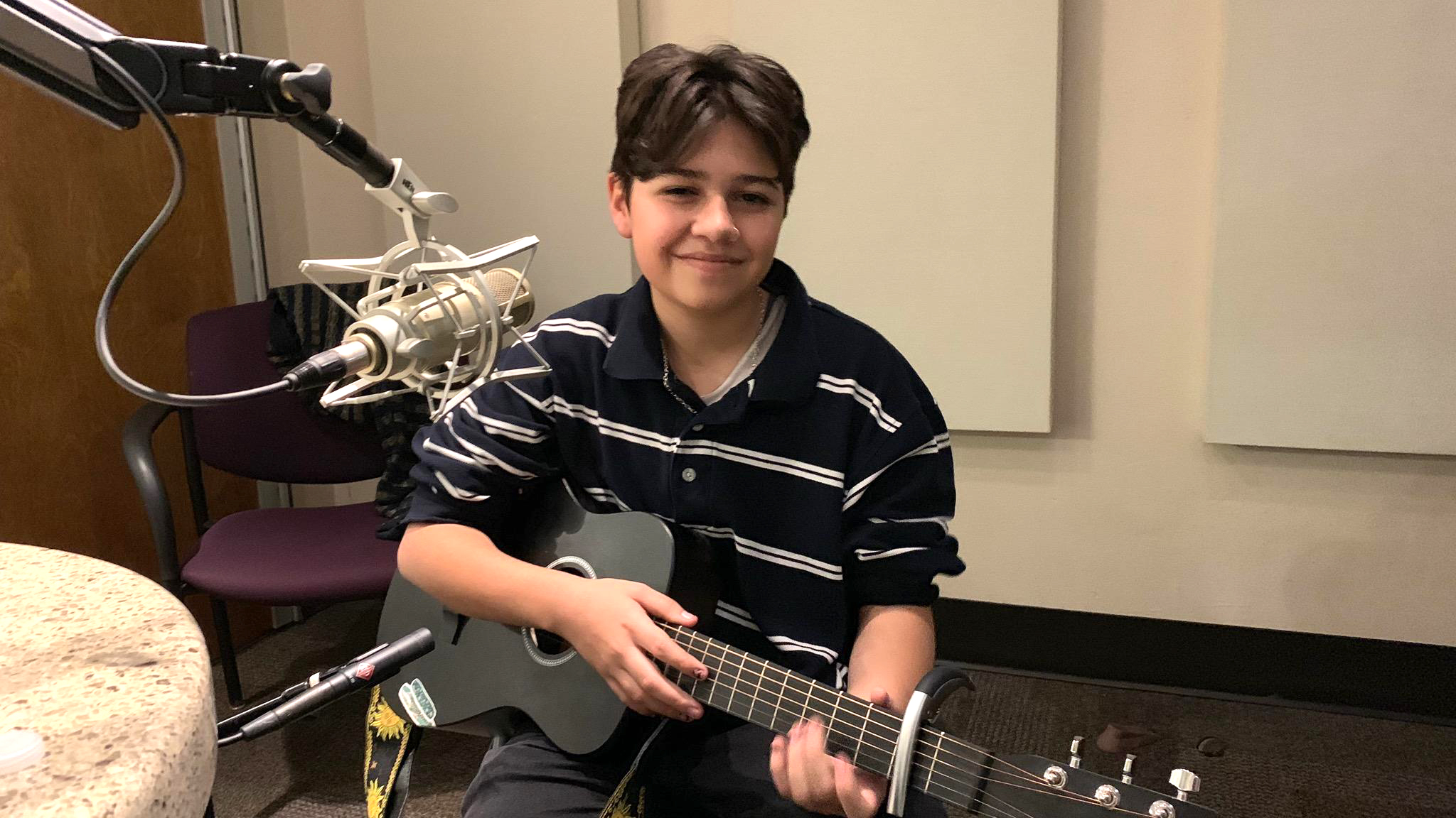 Noah James recording his music at the AZPM studio.