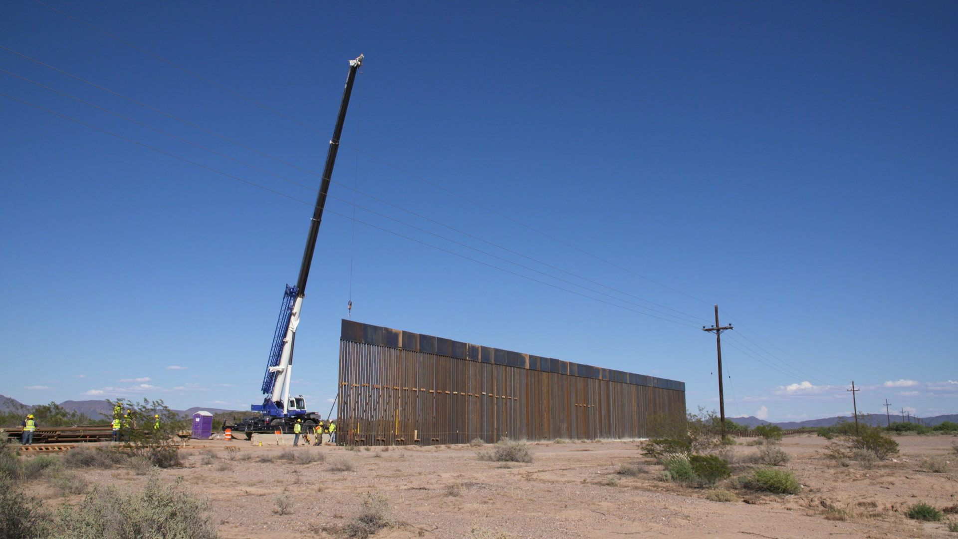 Construction underway on a section of border wall in Organ Pipe National Monument, Sept. 18, 2019.