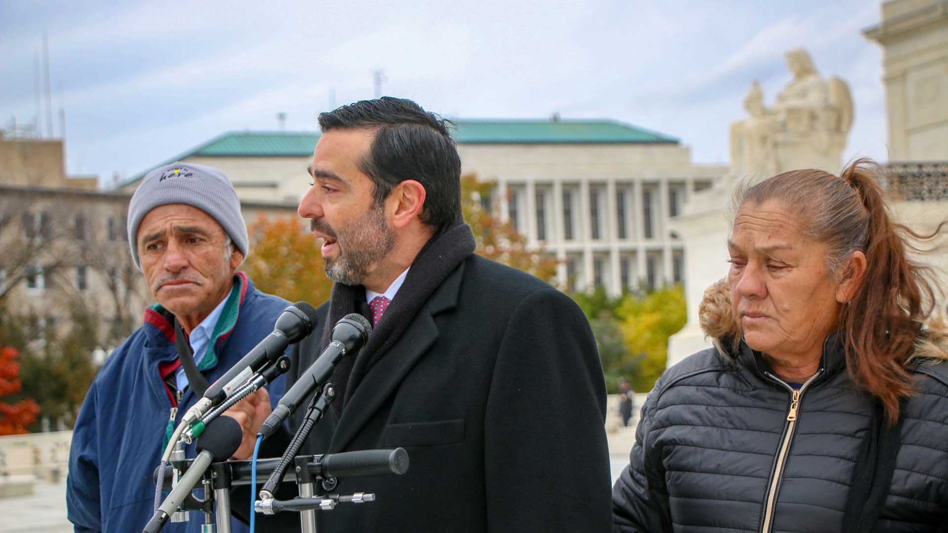 Attorney Cristobal M. Galindo outside the Supreme Court in November, after the court heard arguments in the case of Sergio Hernández, a Mexican 15-year-old who was on the Mexican side of the border when he was shot and killed by a Border Patrol agent standing in the U.S. The court Tuesday ruled that Sergio’s parents, Mexican citizens, do not have the right to sue the agent.