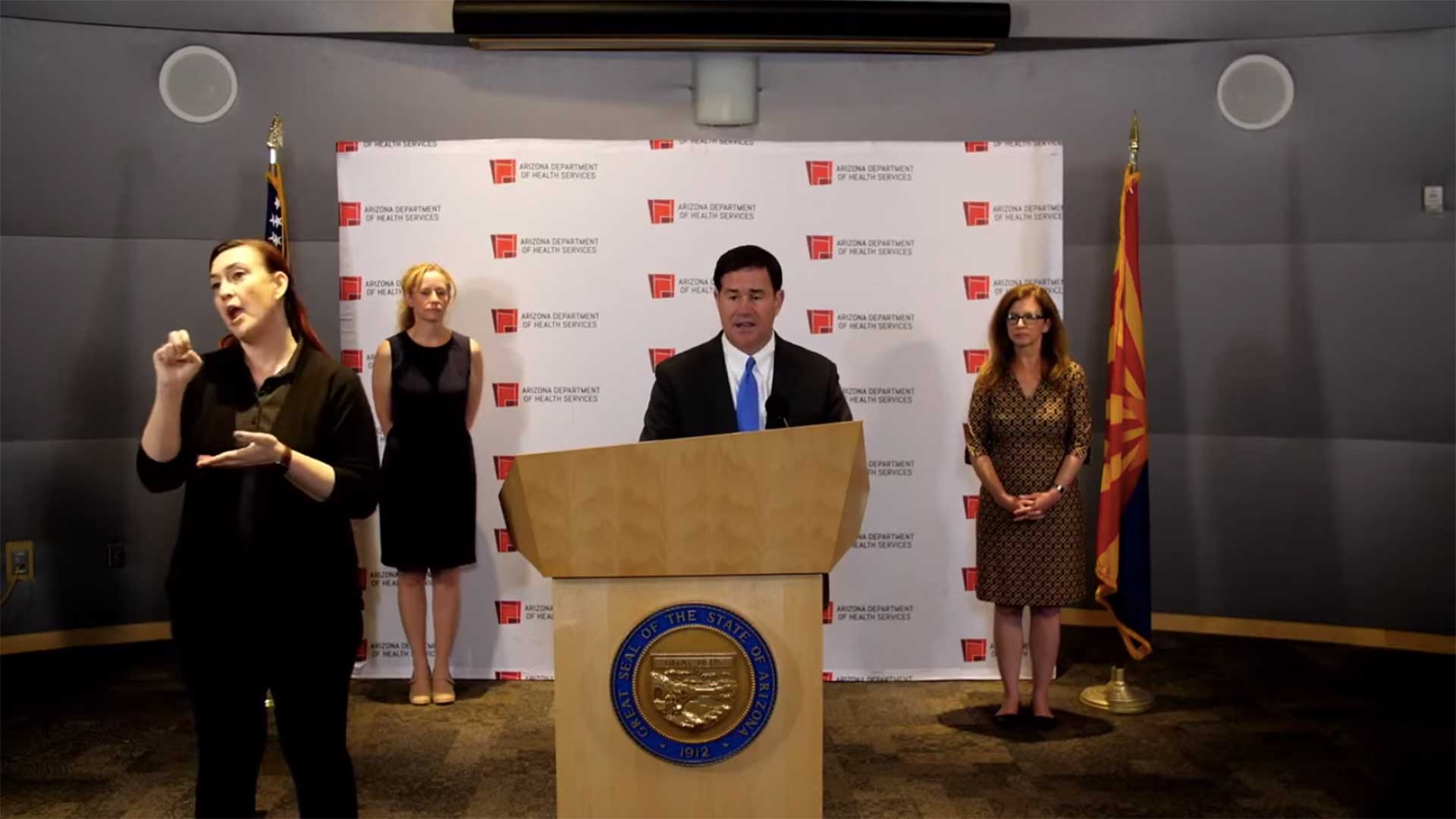 Arizona Gov. Doug Ducey speaks in a March 23 update about the state's COVID-19 response.