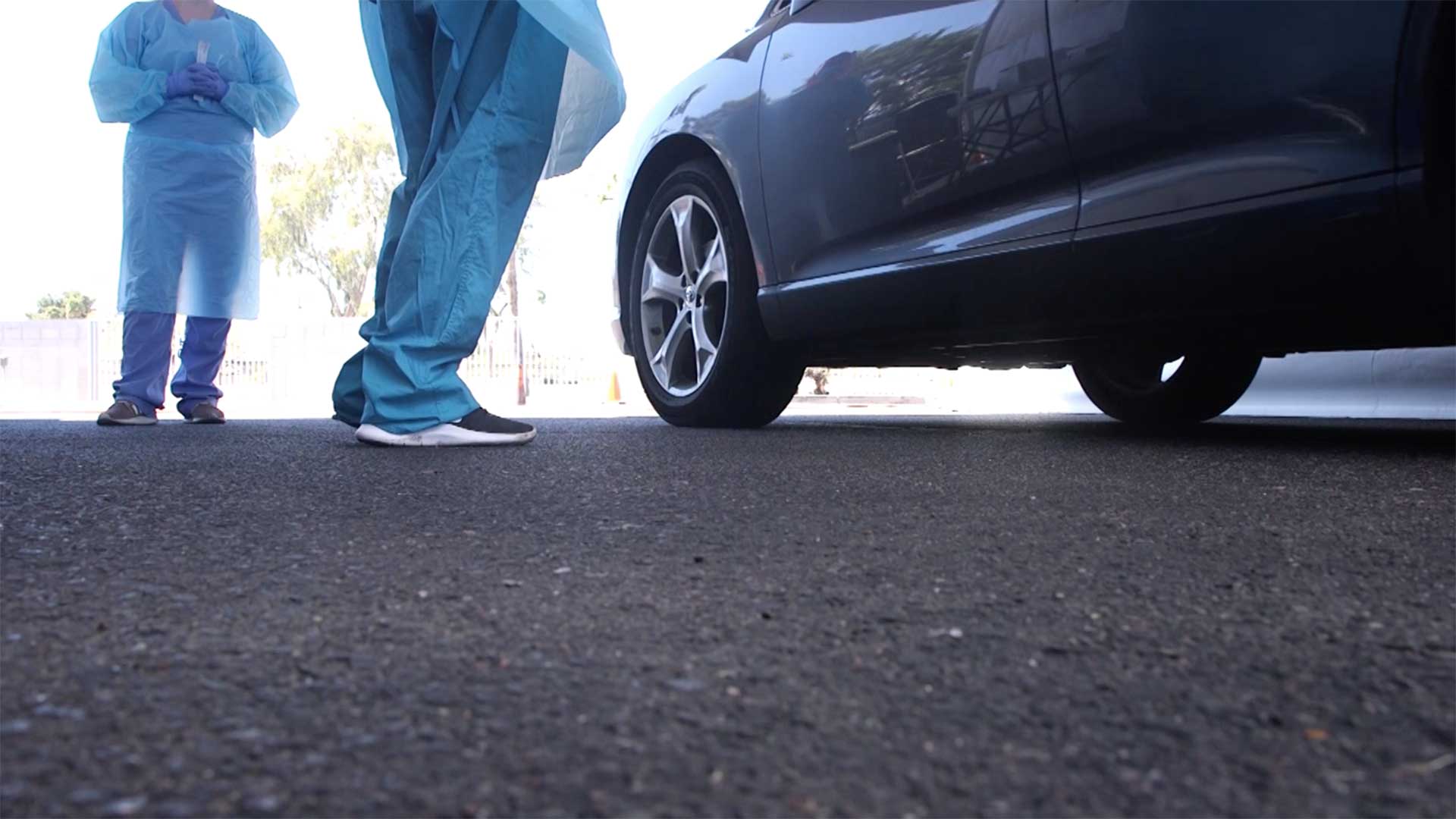 Still image from a Banner Health video of drive-thru COVID-19 specimen collection. Banner says the testing is by  <a href="https://www.bannerhealth.com/patients/patient-resources/covid-19" target="_blank">appointment only</a>.