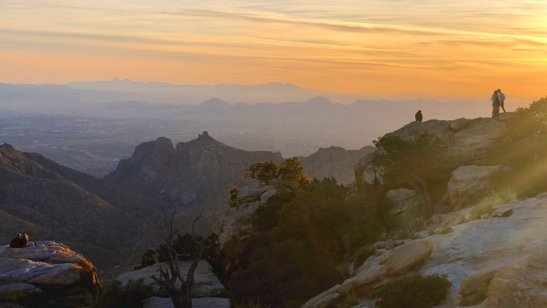 Hikers on Mount Lemmon practicing social distancing.