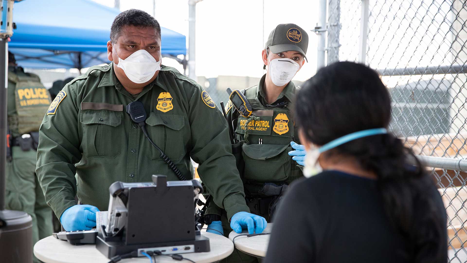 U.S. Border Patrol agents near Sasabe, Arizona, March 22.
