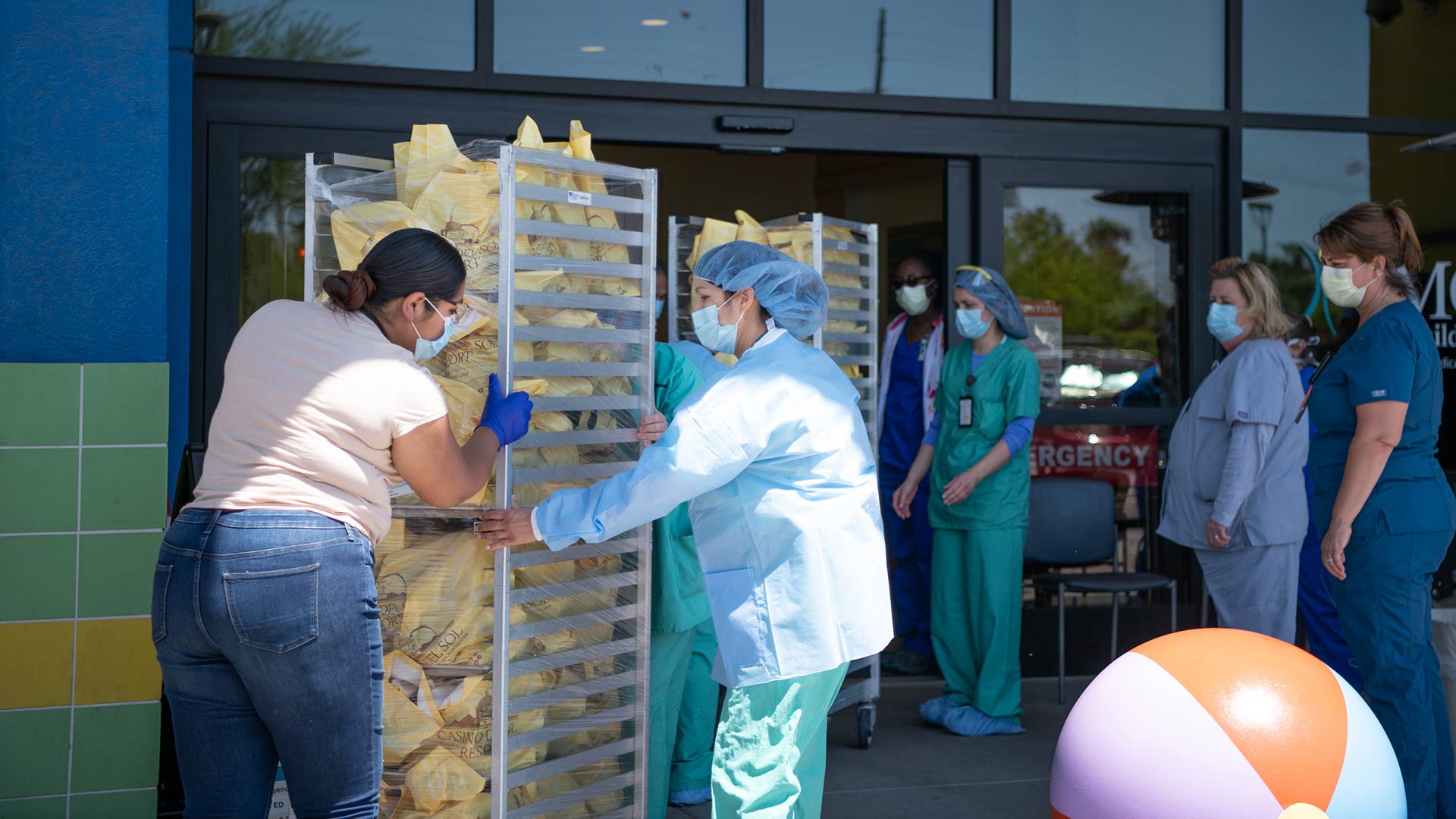 Casino del Sol staff delivering approximately 400 meals to health care workers at Tucson Medical Center April 22.