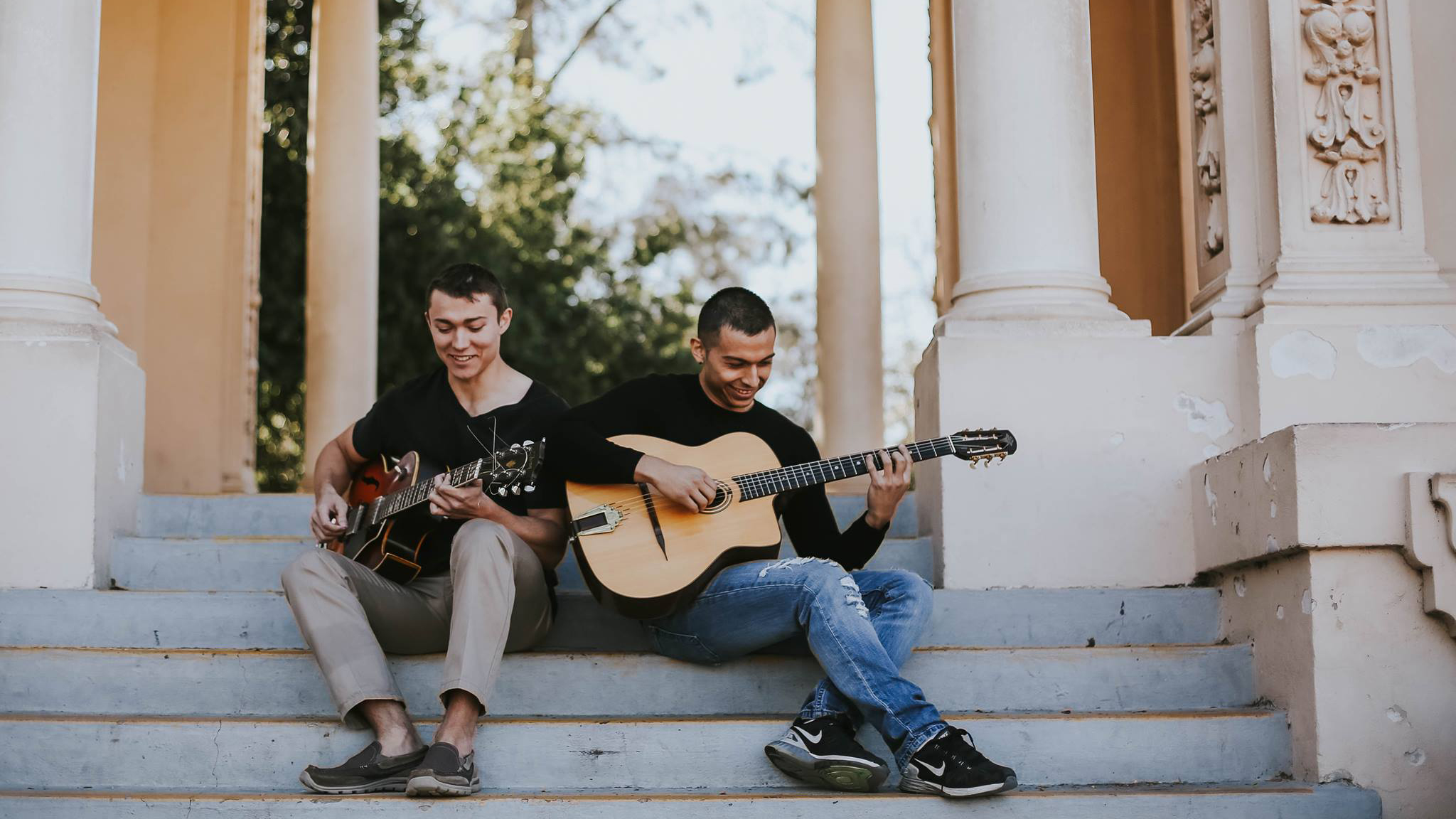 Alex Ciavarelli and Rudy Marquez are the acoustic swing duo The Django Shredders.